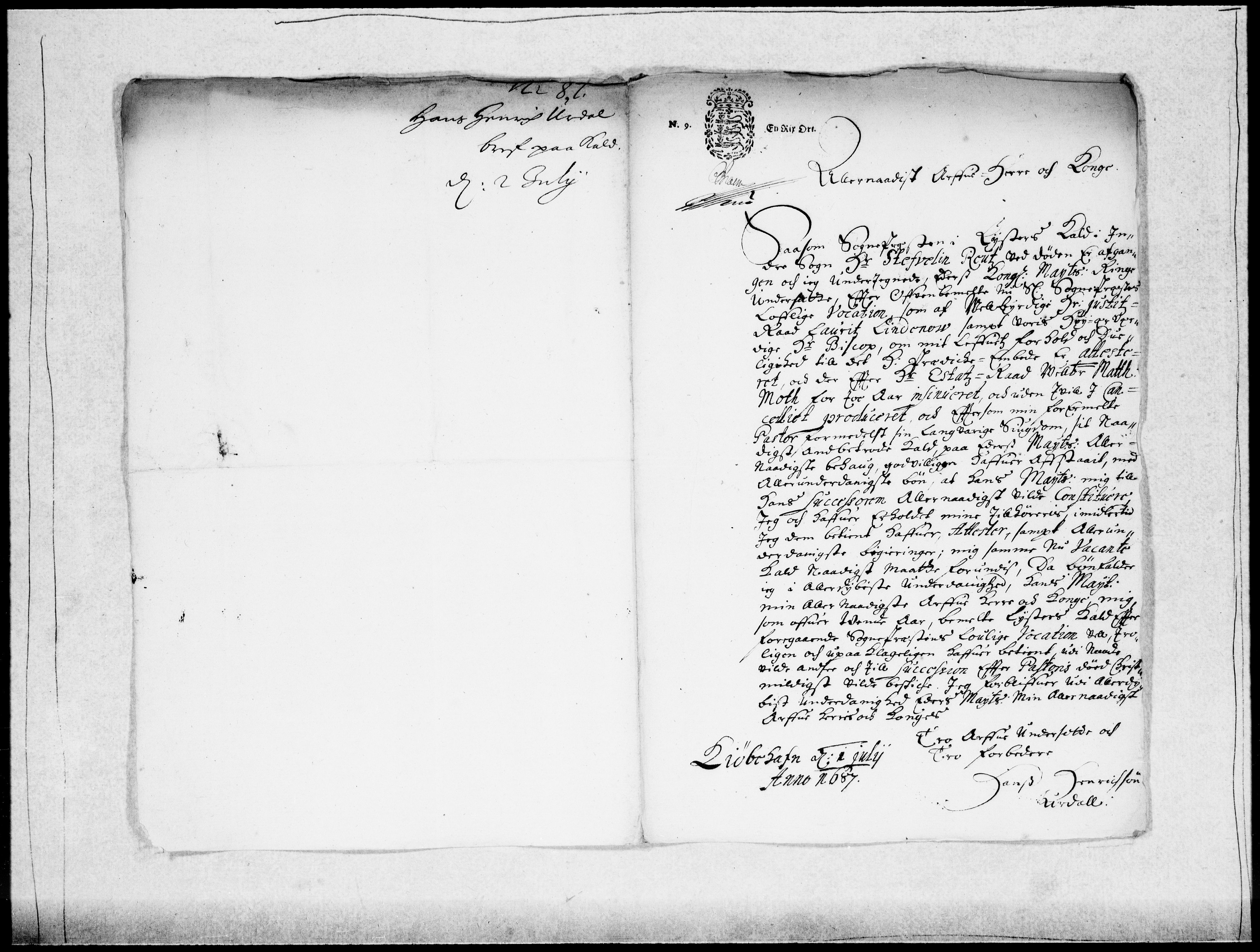 Danske Kanselli 1572-1799, RA/EA-3023/F/Fc/Fcc/Fcca/L0040: Norske innlegg 1572-1799, 1686-1687, p. 445