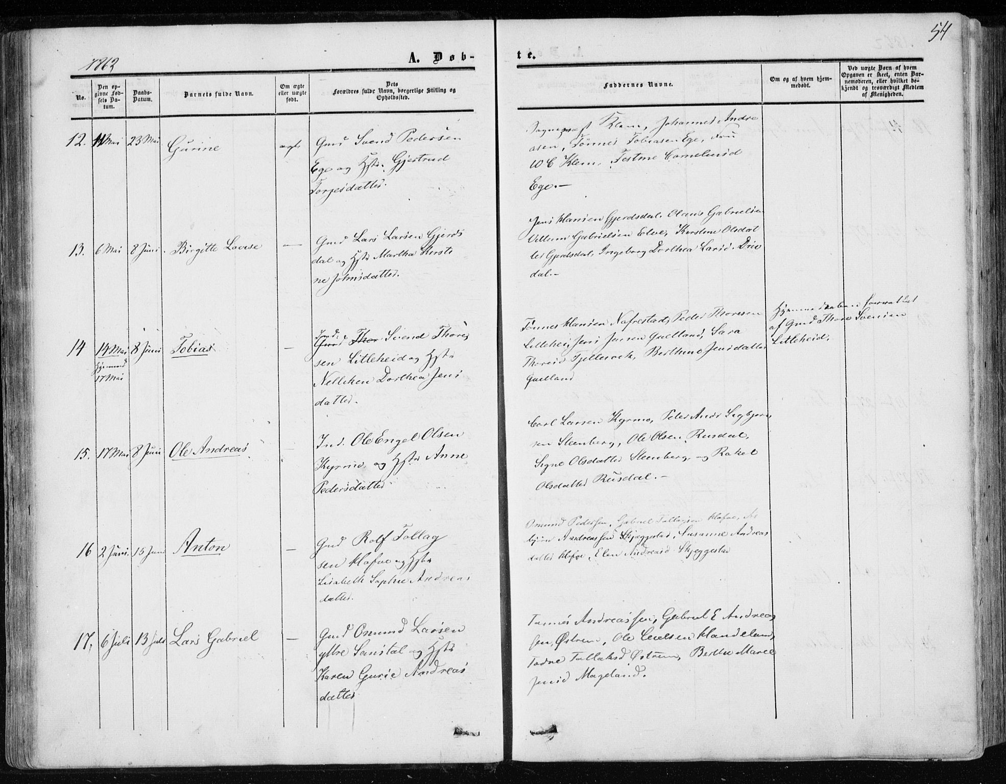 Lund sokneprestkontor, AV/SAST-A-101809/S06/L0009: Parish register (official) no. A 8, 1853-1877, p. 54