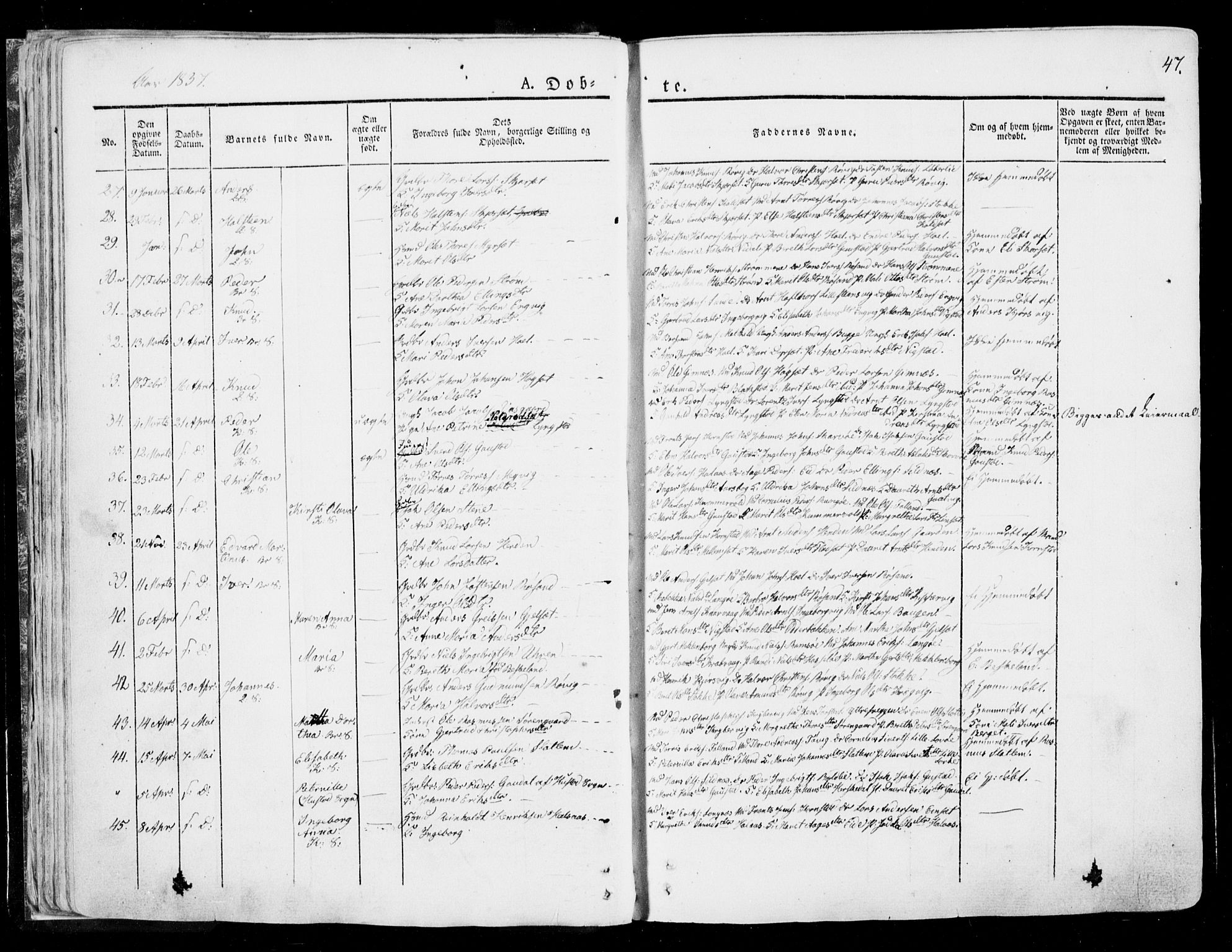 Ministerialprotokoller, klokkerbøker og fødselsregistre - Møre og Romsdal, SAT/A-1454/568/L0803: Parish register (official) no. 568A10, 1830-1853, p. 47