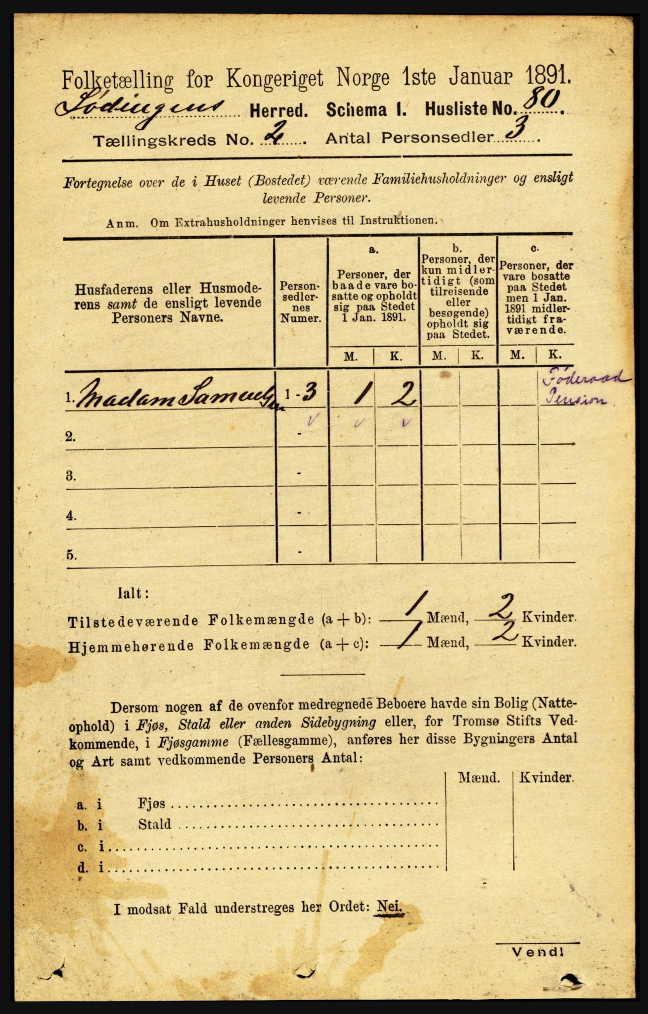 RA, 1891 census for 1851 Lødingen, 1891, p. 726