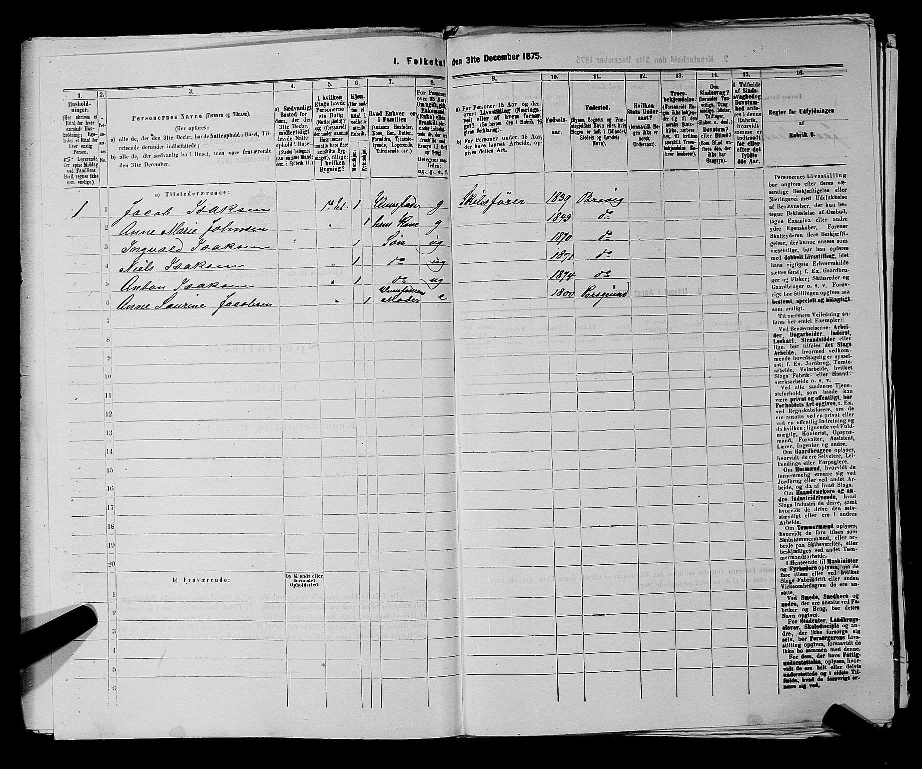 SAKO, 1875 census for 0804P Brevik, 1875, p. 700