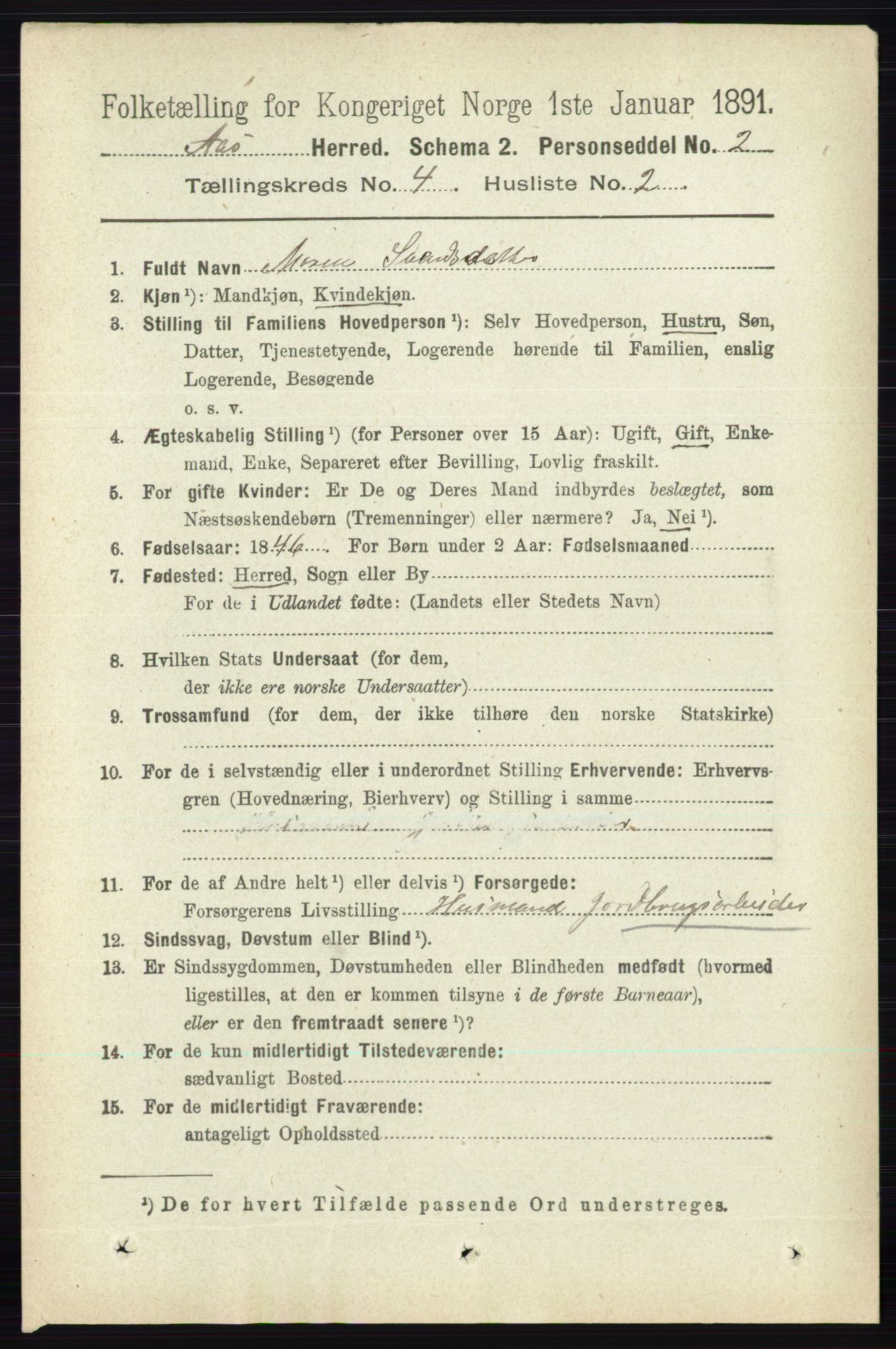 RA, 1891 census for 0214 Ås, 1891, p. 3049