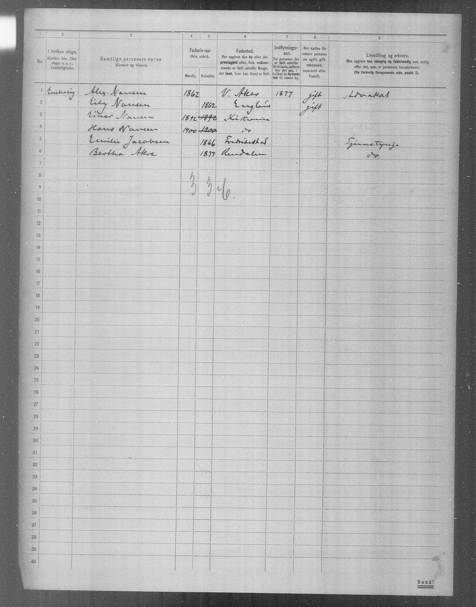 OBA, Municipal Census 1904 for Kristiania, 1904, p. 6713