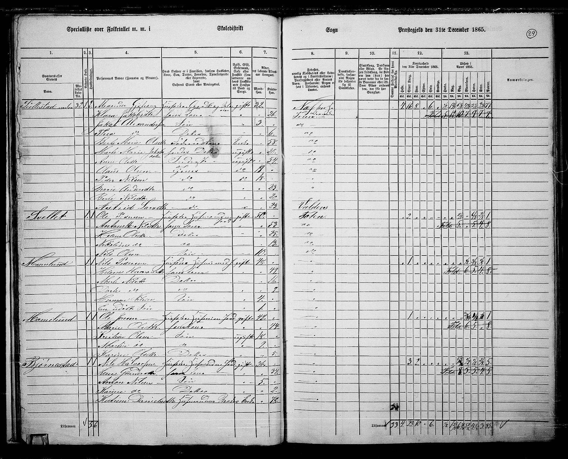 RA, 1865 census for Østre Toten, 1865, p. 45