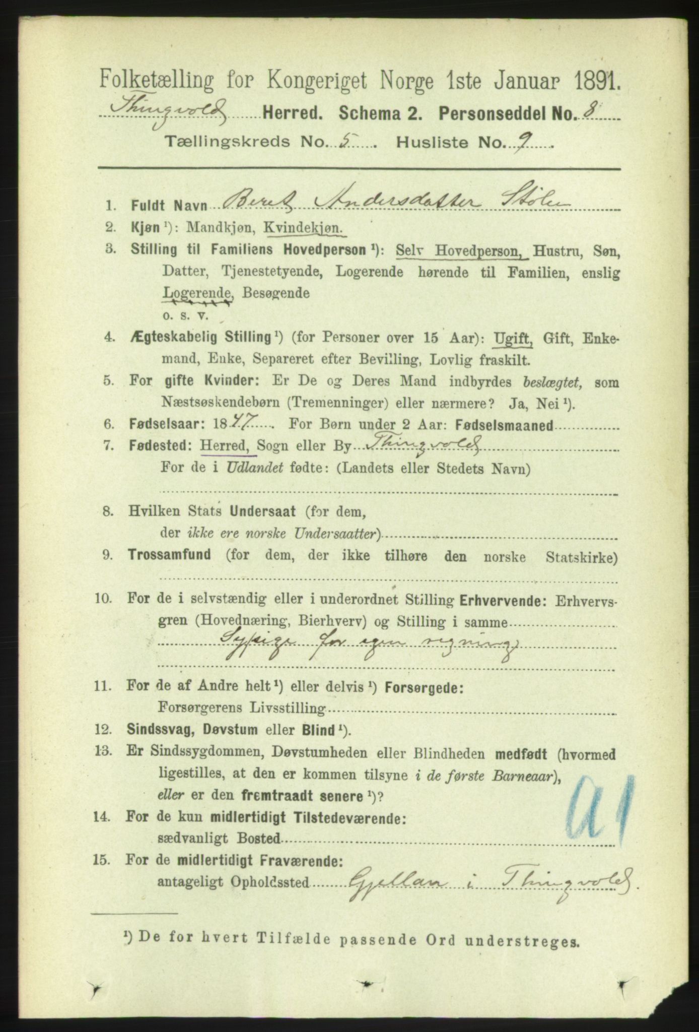 RA, 1891 census for 1560 Tingvoll, 1891, p. 2109