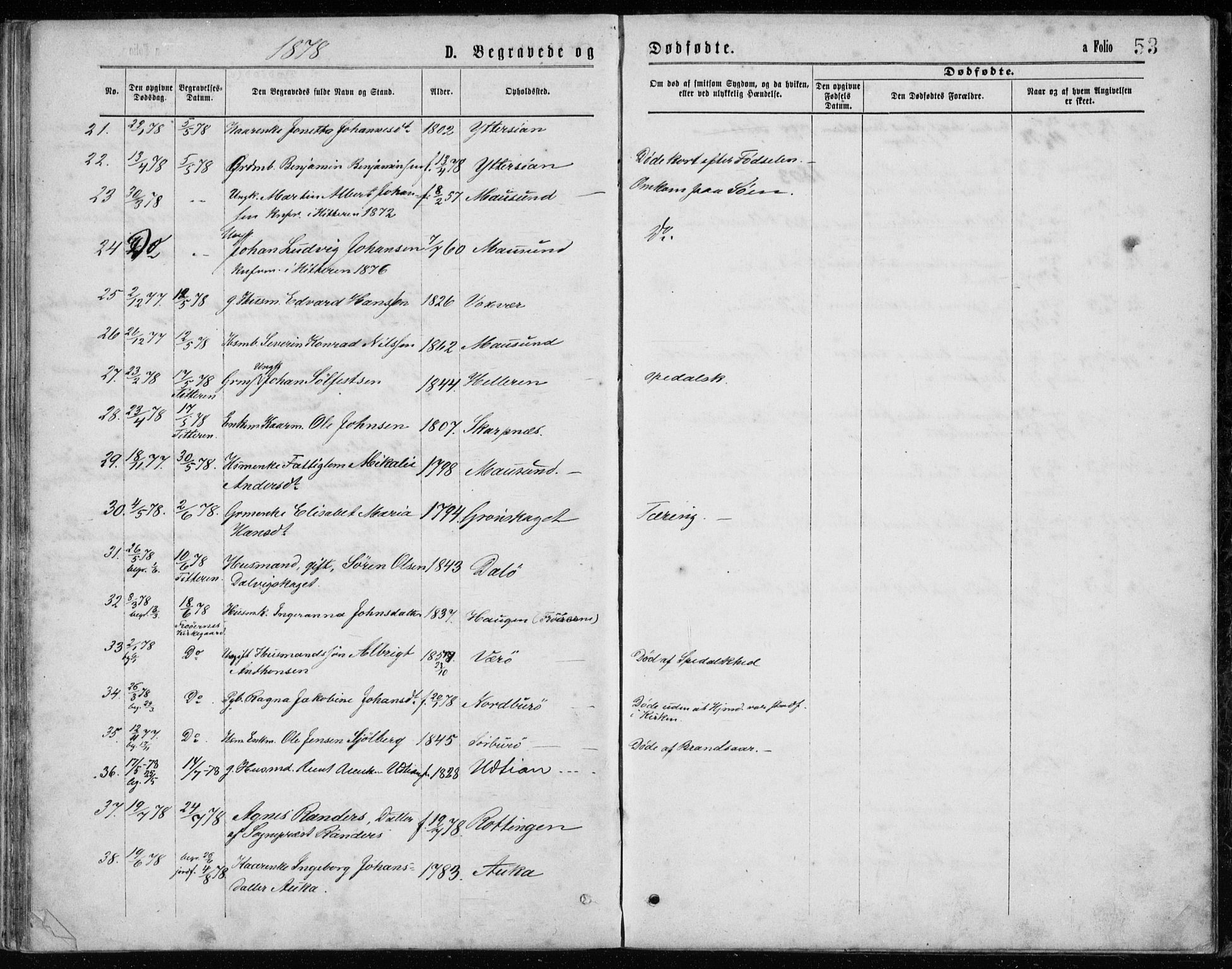 Ministerialprotokoller, klokkerbøker og fødselsregistre - Sør-Trøndelag, SAT/A-1456/640/L0577: Parish register (official) no. 640A02, 1877-1878, p. 53