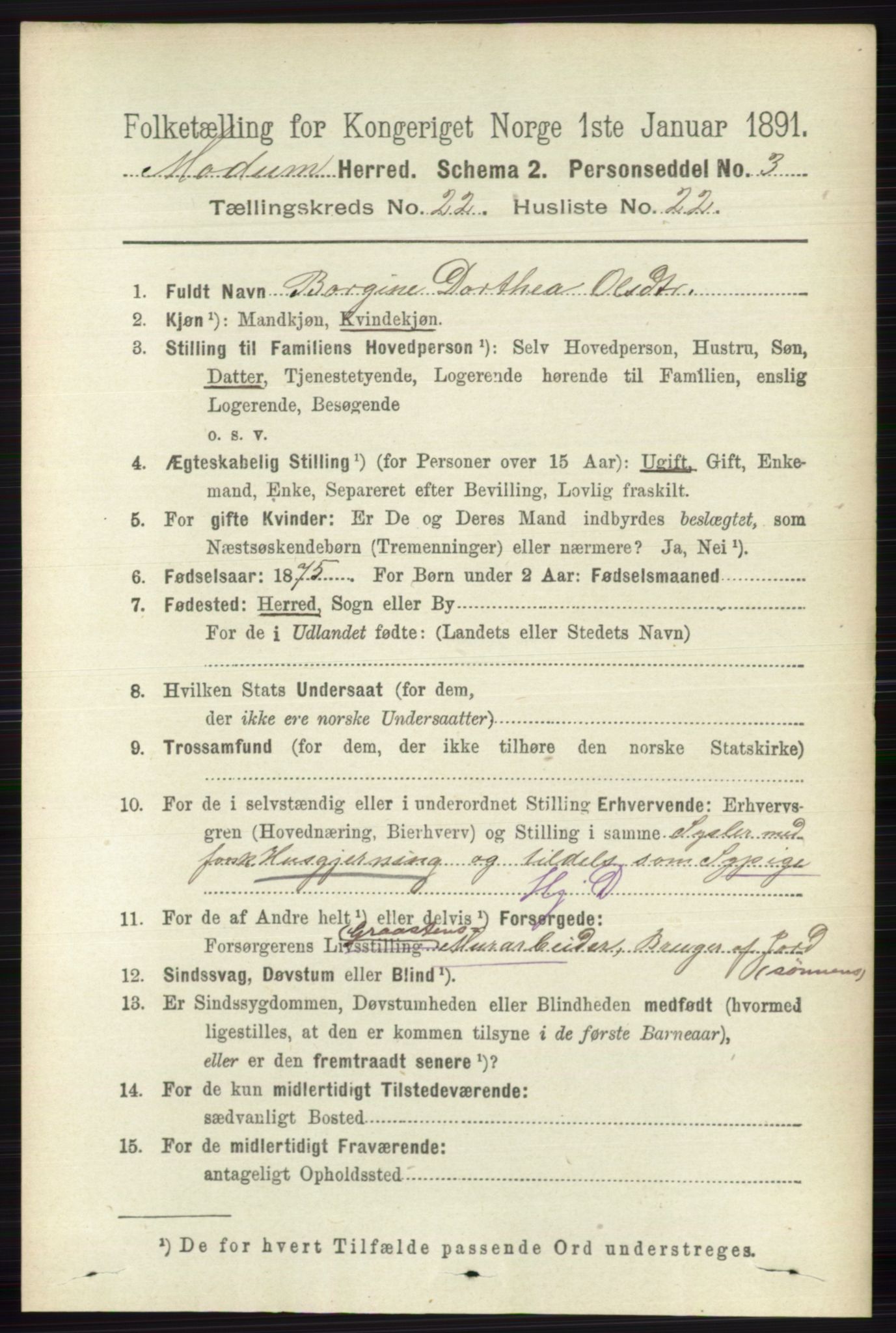 RA, 1891 census for 0623 Modum, 1891, p. 8510