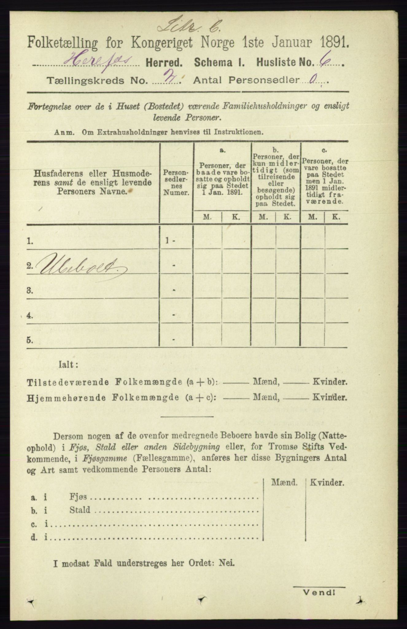 RA, 1891 census for 0933 Herefoss, 1891, p. 247