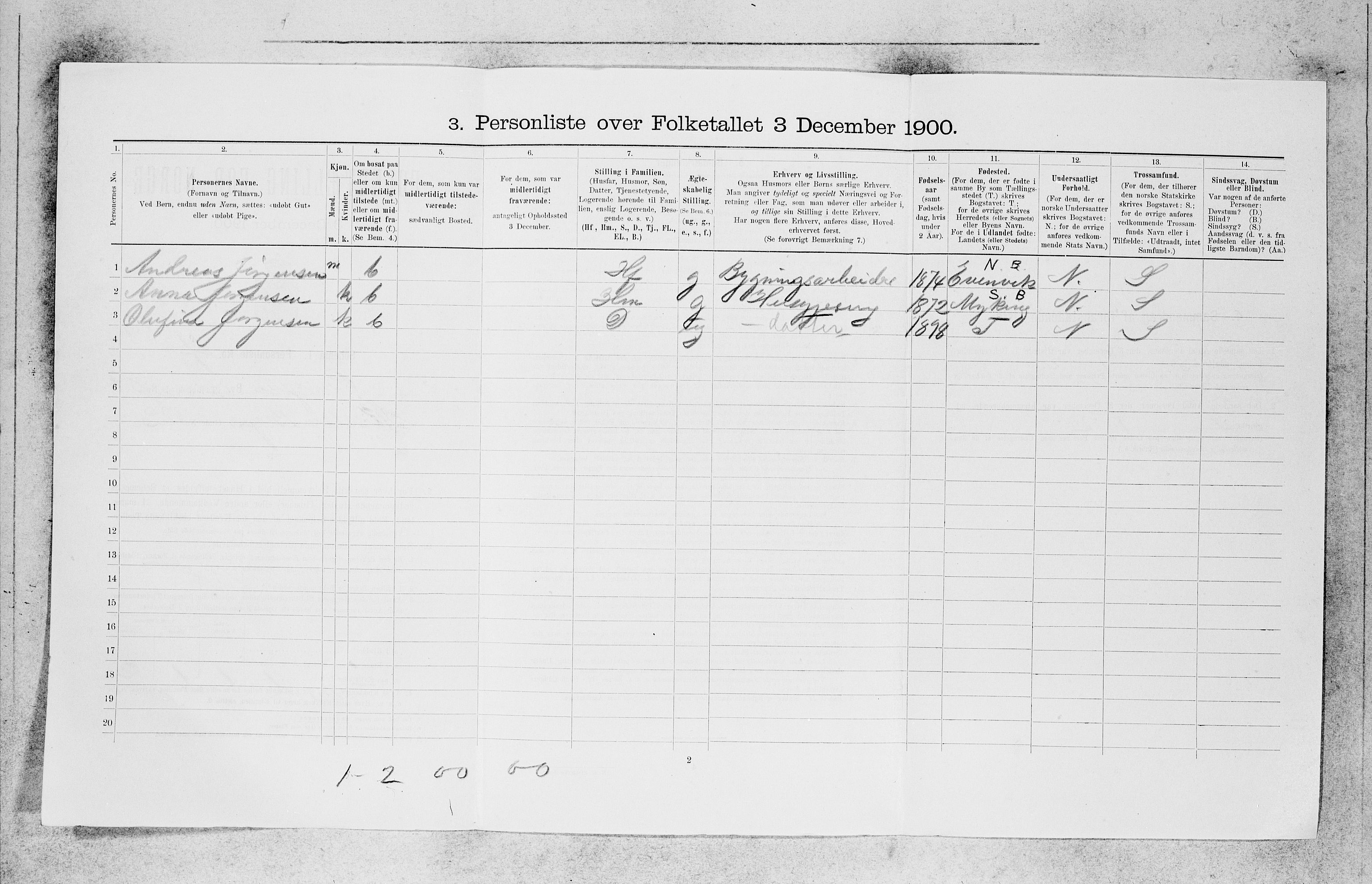 SAB, 1900 census for Bergen, 1900, p. 19546