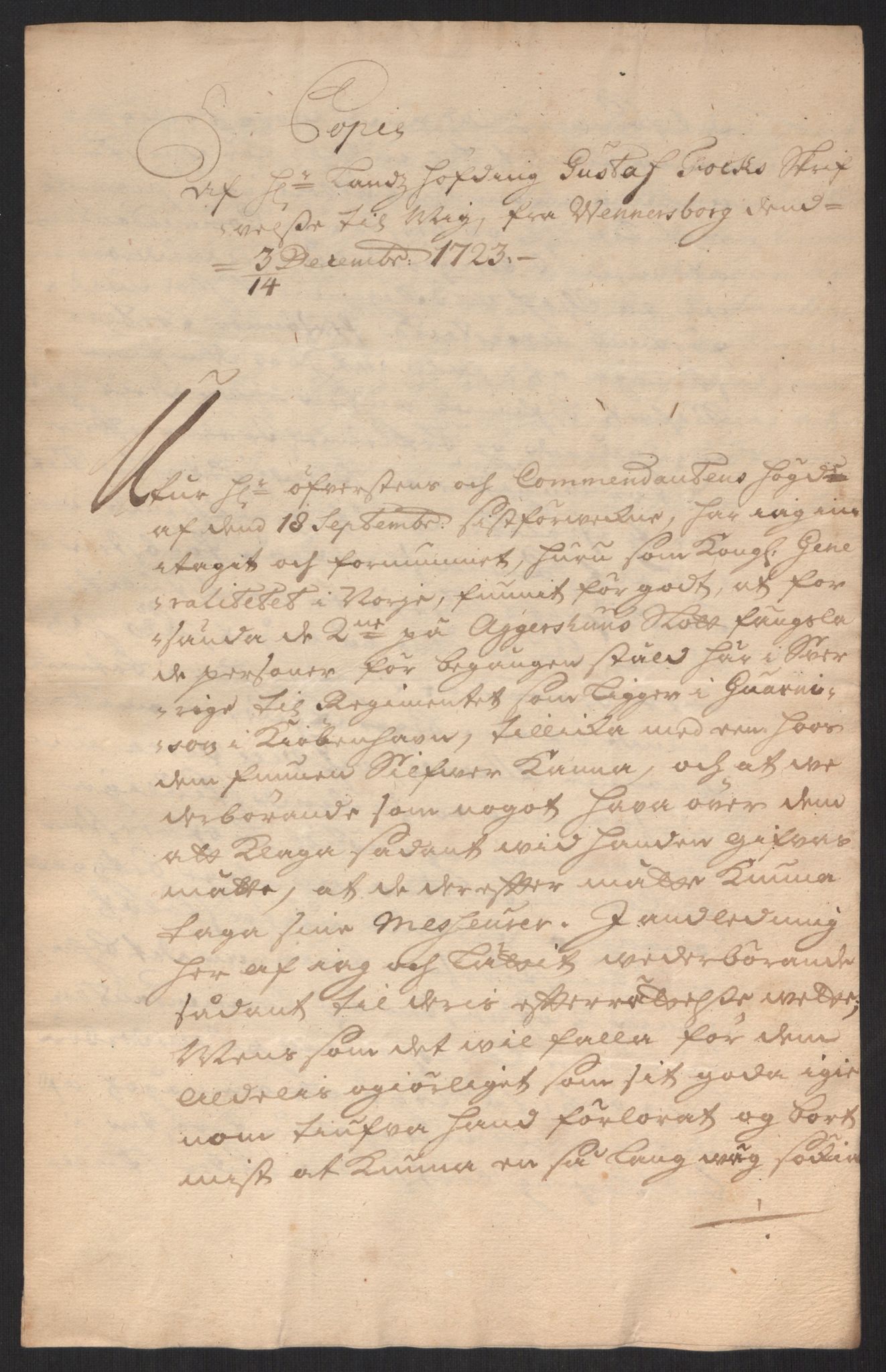 Kommanderende general (KG I) med Det norske krigsdirektorium, AV/RA-EA-5419/D/L0152: Fredriksten festning: Brev, inventarfortegnelser og regnskapsekstrakter, 1720-1723, p. 526