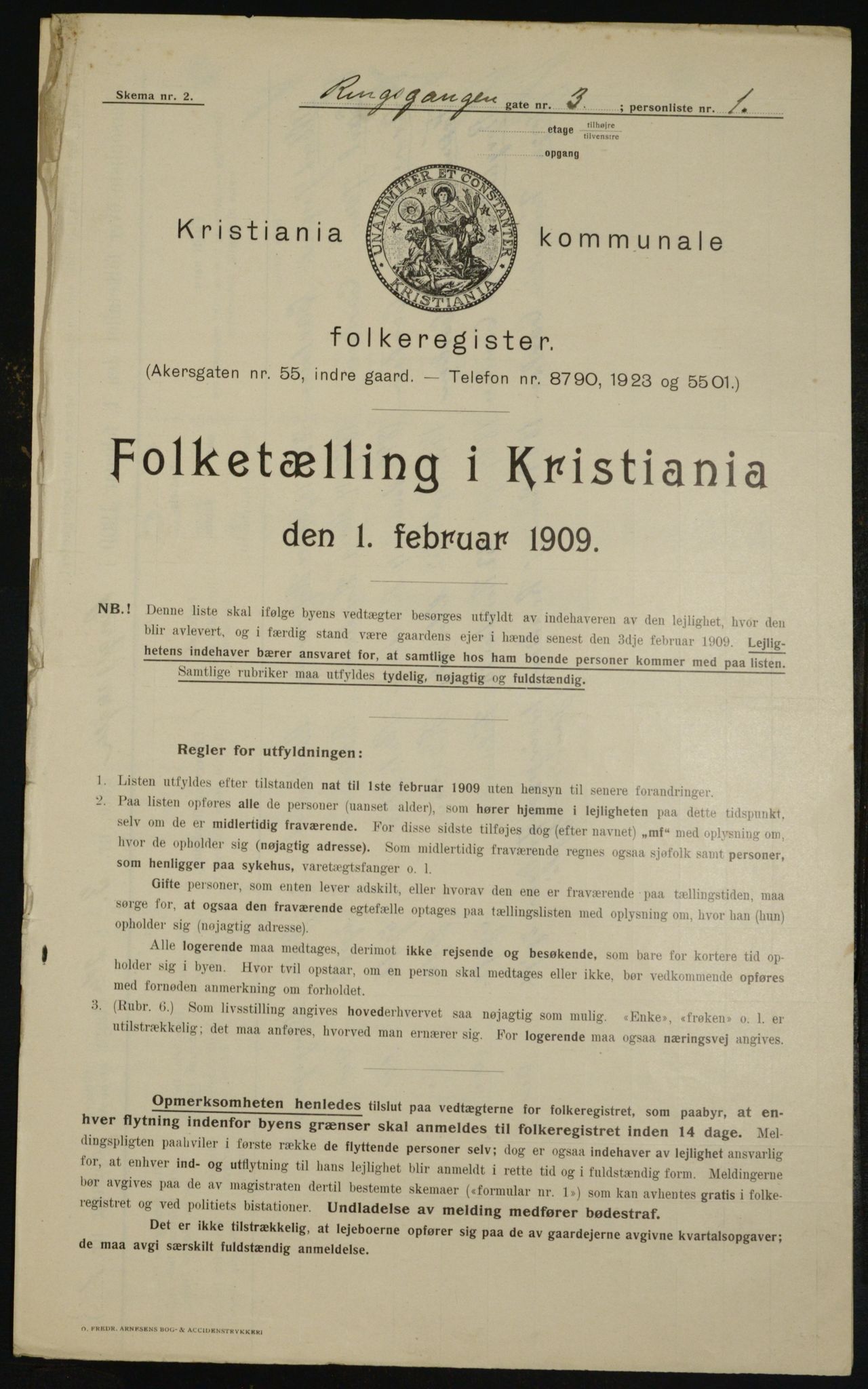 OBA, Municipal Census 1909 for Kristiania, 1909, p. 75407