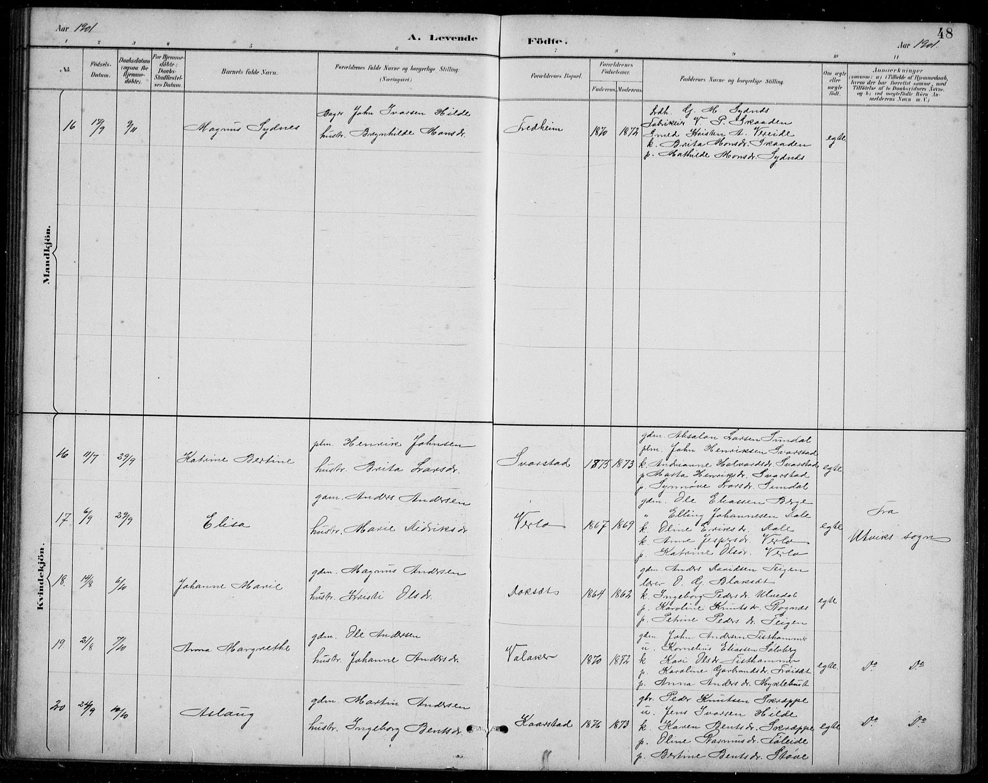 Innvik sokneprestembete, AV/SAB-A-80501: Parish register (copy) no. A 3, 1886-1912, p. 48