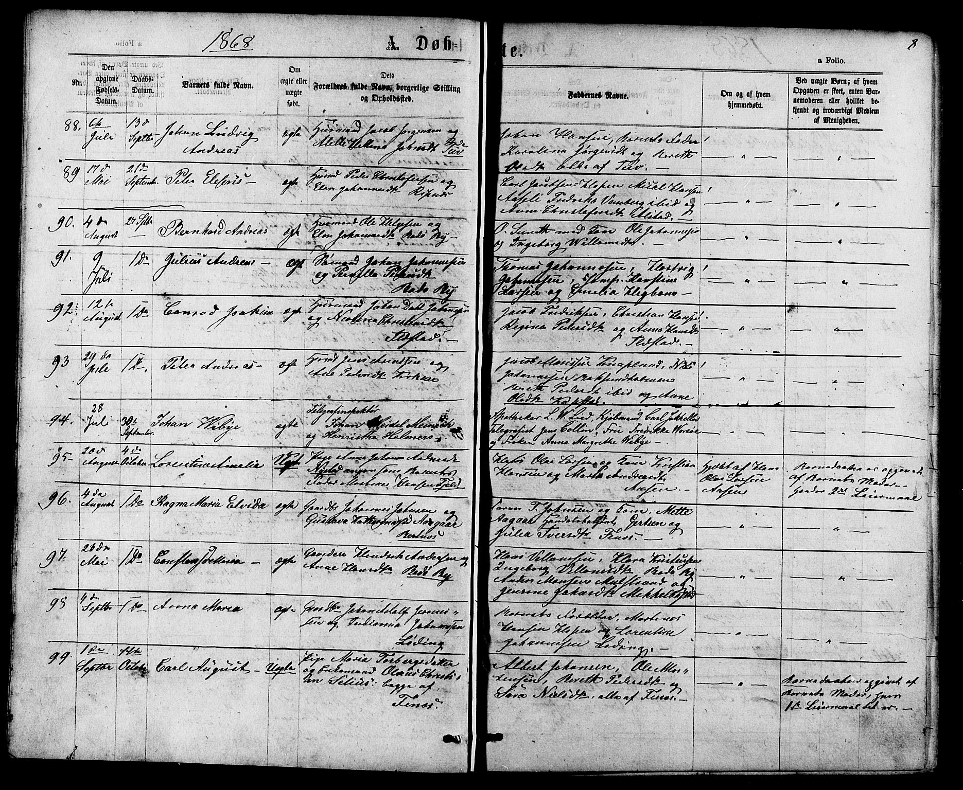 Ministerialprotokoller, klokkerbøker og fødselsregistre - Nordland, AV/SAT-A-1459/801/L0029: Parish register (copy) no. 801C04, 1868-1878, p. 8