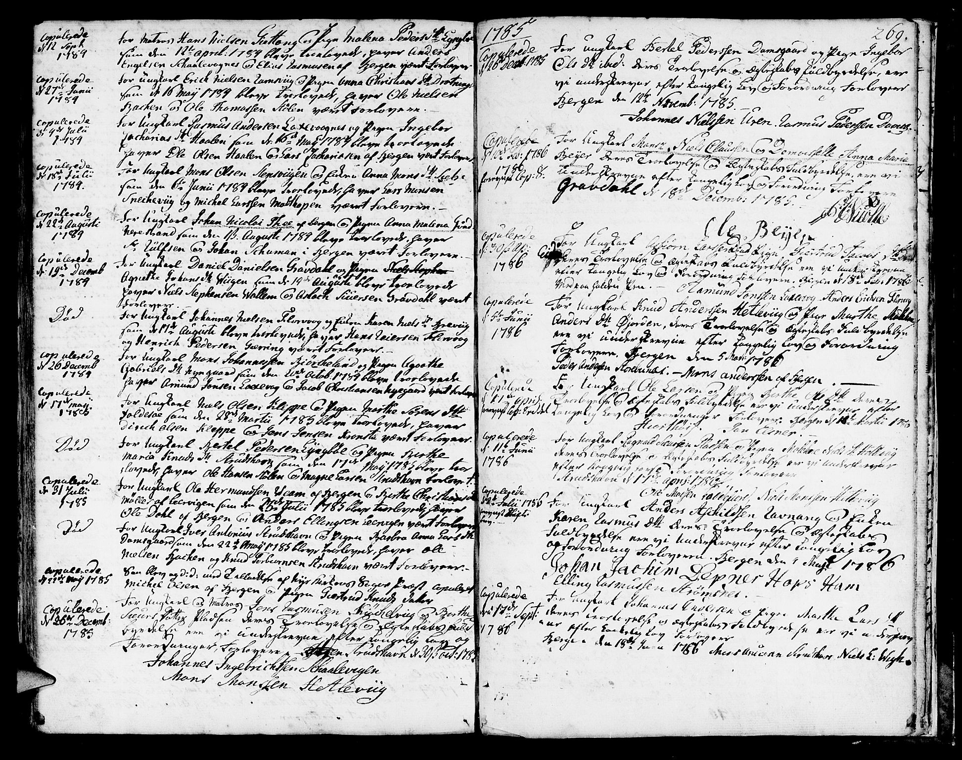 Askøy Sokneprestembete, AV/SAB-A-74101/H/Ha/Haa/Haaa/L0001: Parish register (official) no. A 1, 1742-1818, p. 269