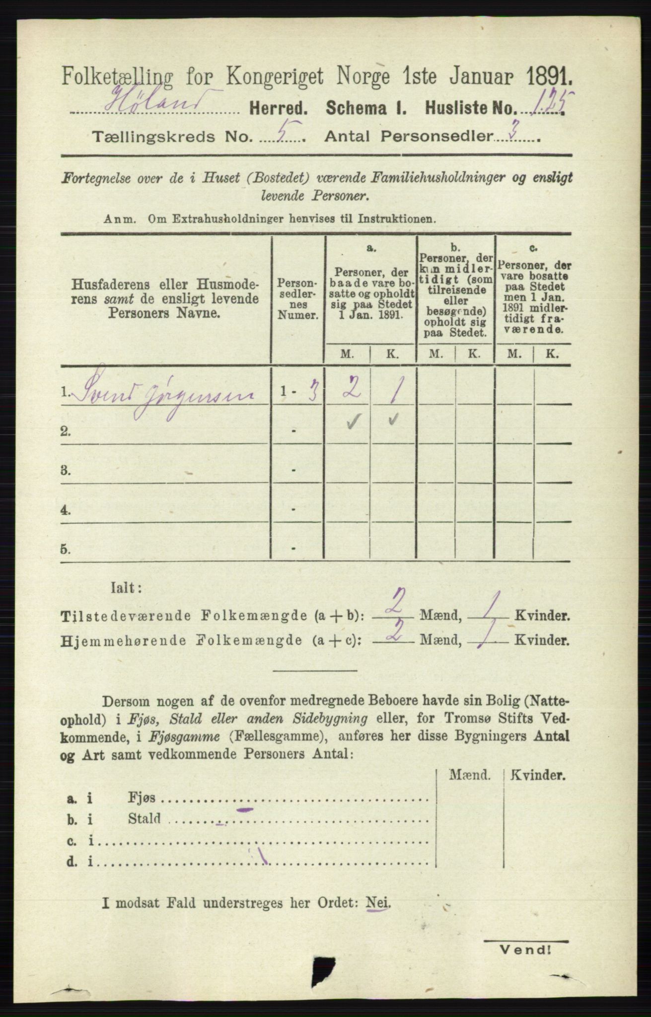 RA, 1891 census for 0221 Høland, 1891, p. 3505