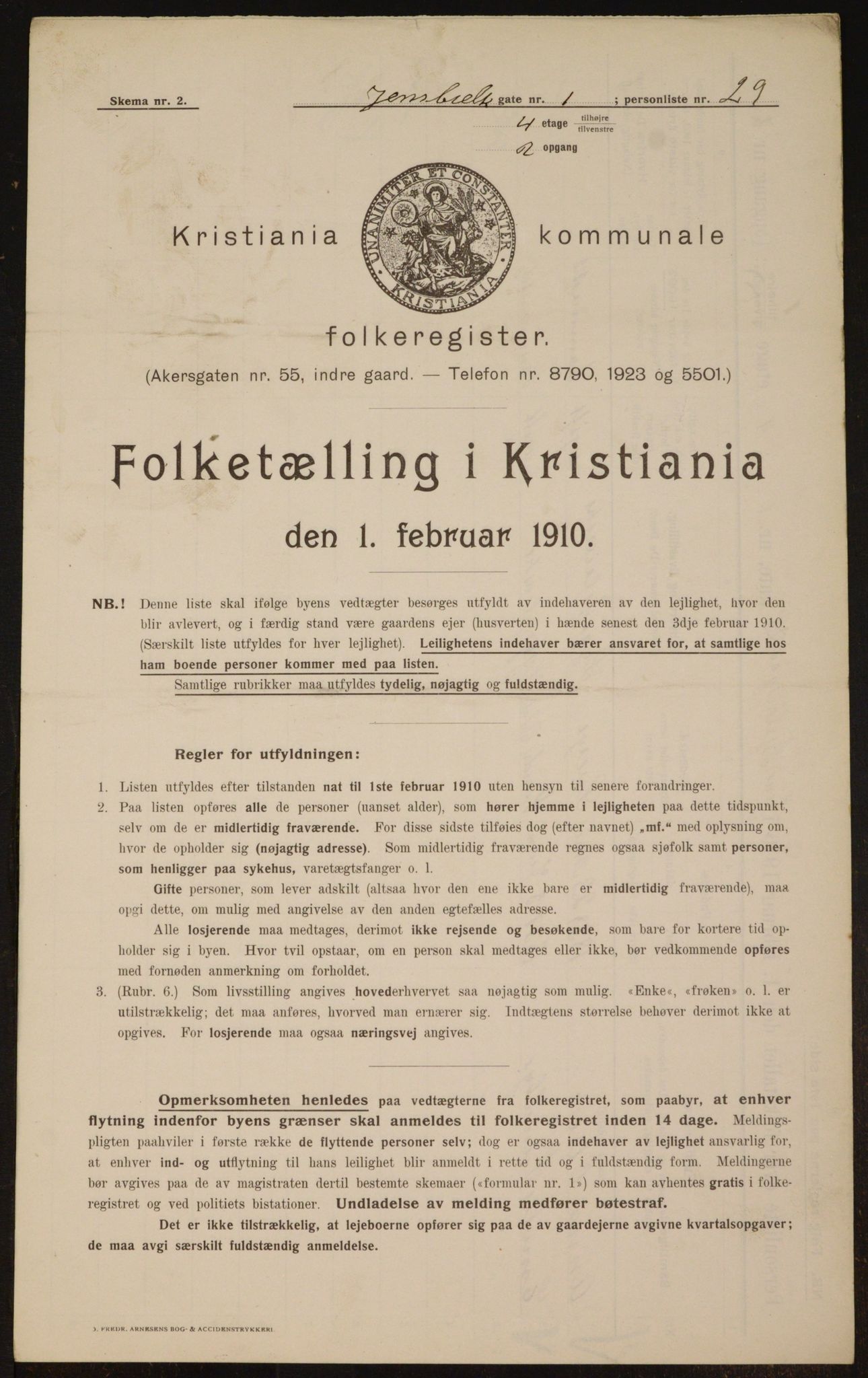 OBA, Municipal Census 1910 for Kristiania, 1910, p. 44158