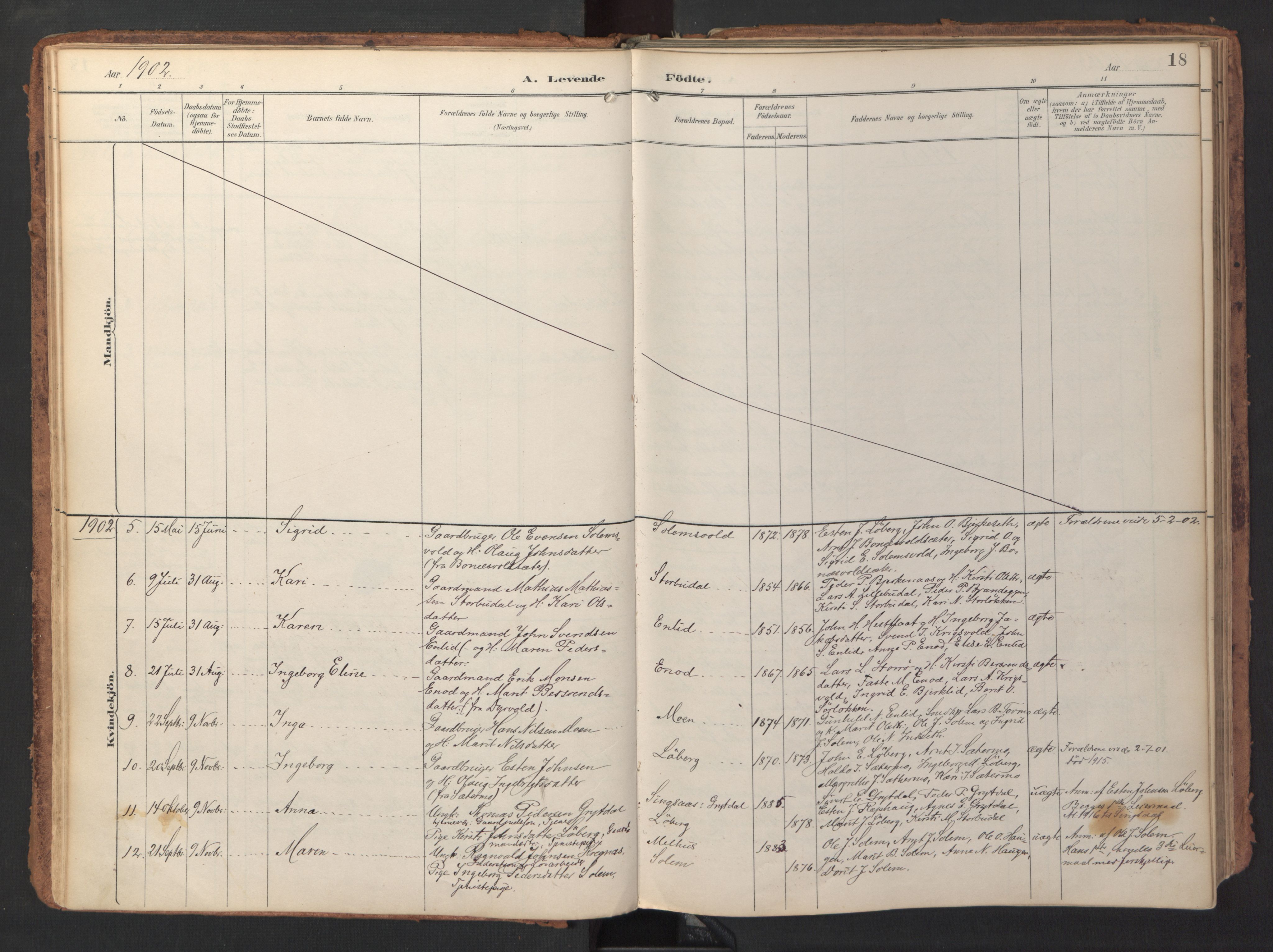 Ministerialprotokoller, klokkerbøker og fødselsregistre - Sør-Trøndelag, SAT/A-1456/690/L1050: Parish register (official) no. 690A01, 1889-1929, p. 18