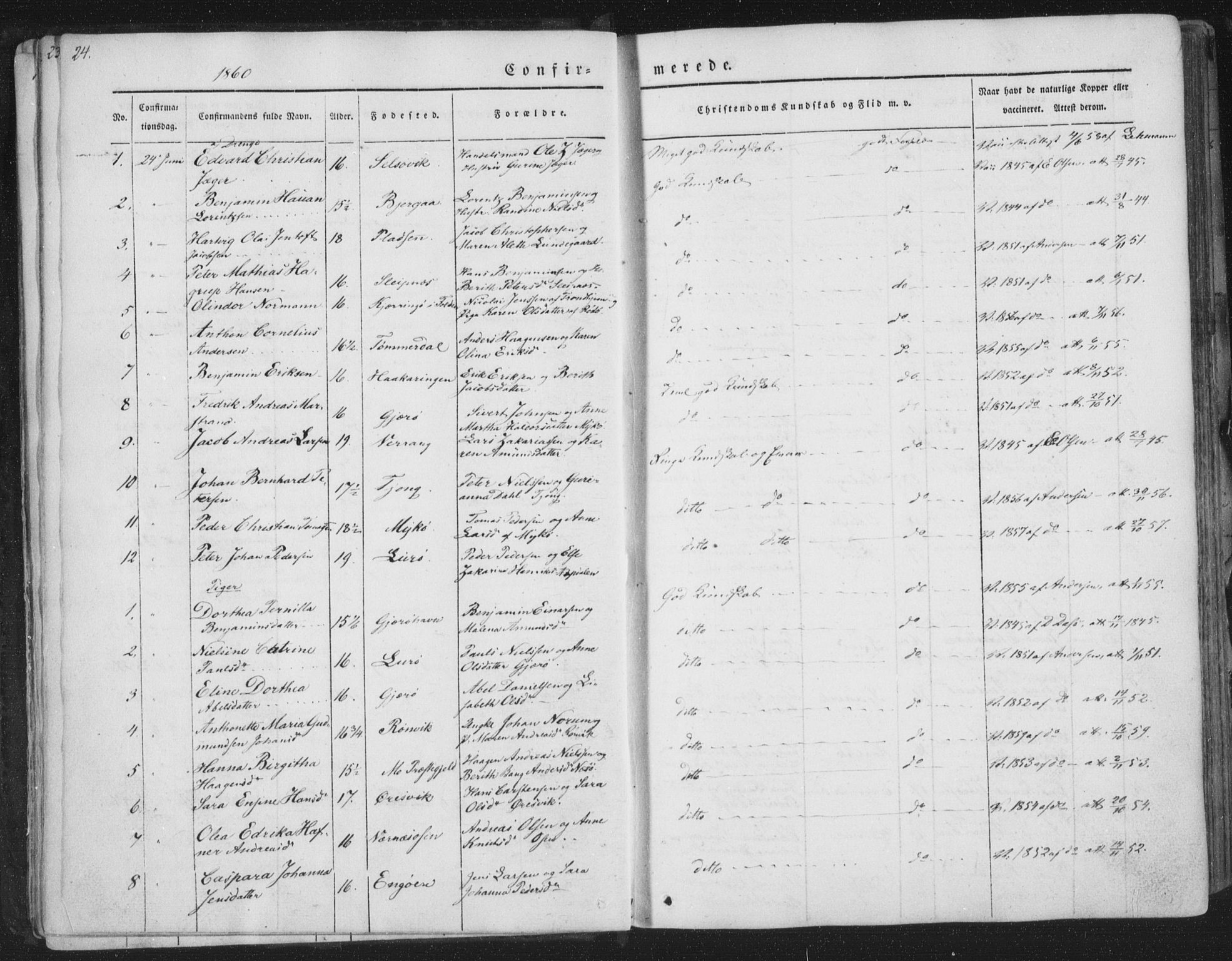 Ministerialprotokoller, klokkerbøker og fødselsregistre - Nordland, AV/SAT-A-1459/841/L0604: Parish register (official) no. 841A09 /1, 1845-1862, p. 24