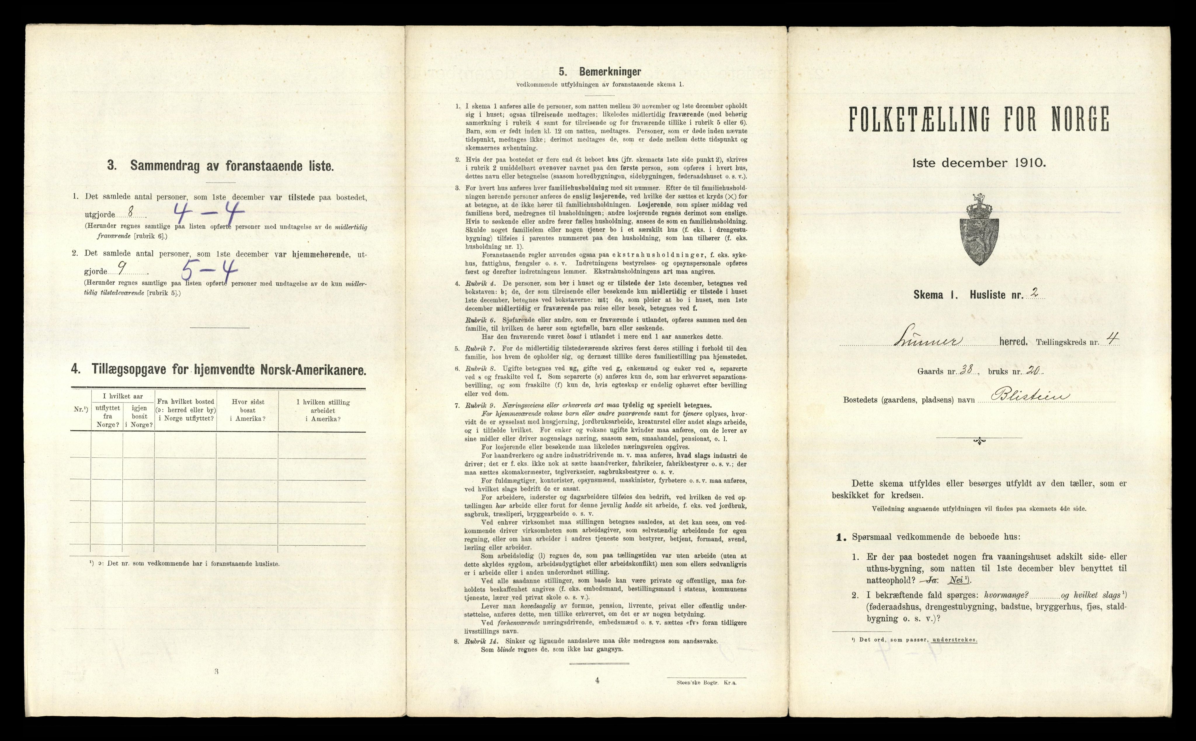 RA, 1910 census for Lunner, 1910, p. 654