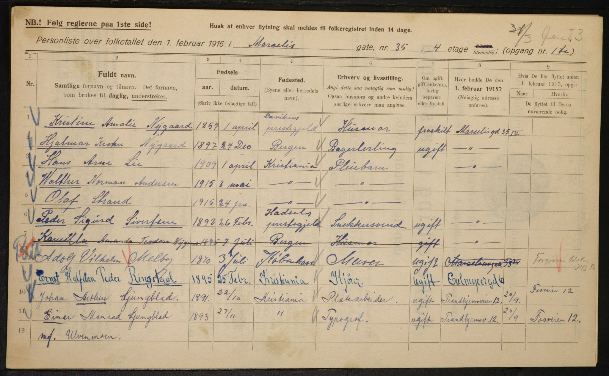 OBA, Municipal Census 1916 for Kristiania, 1916, p. 66321