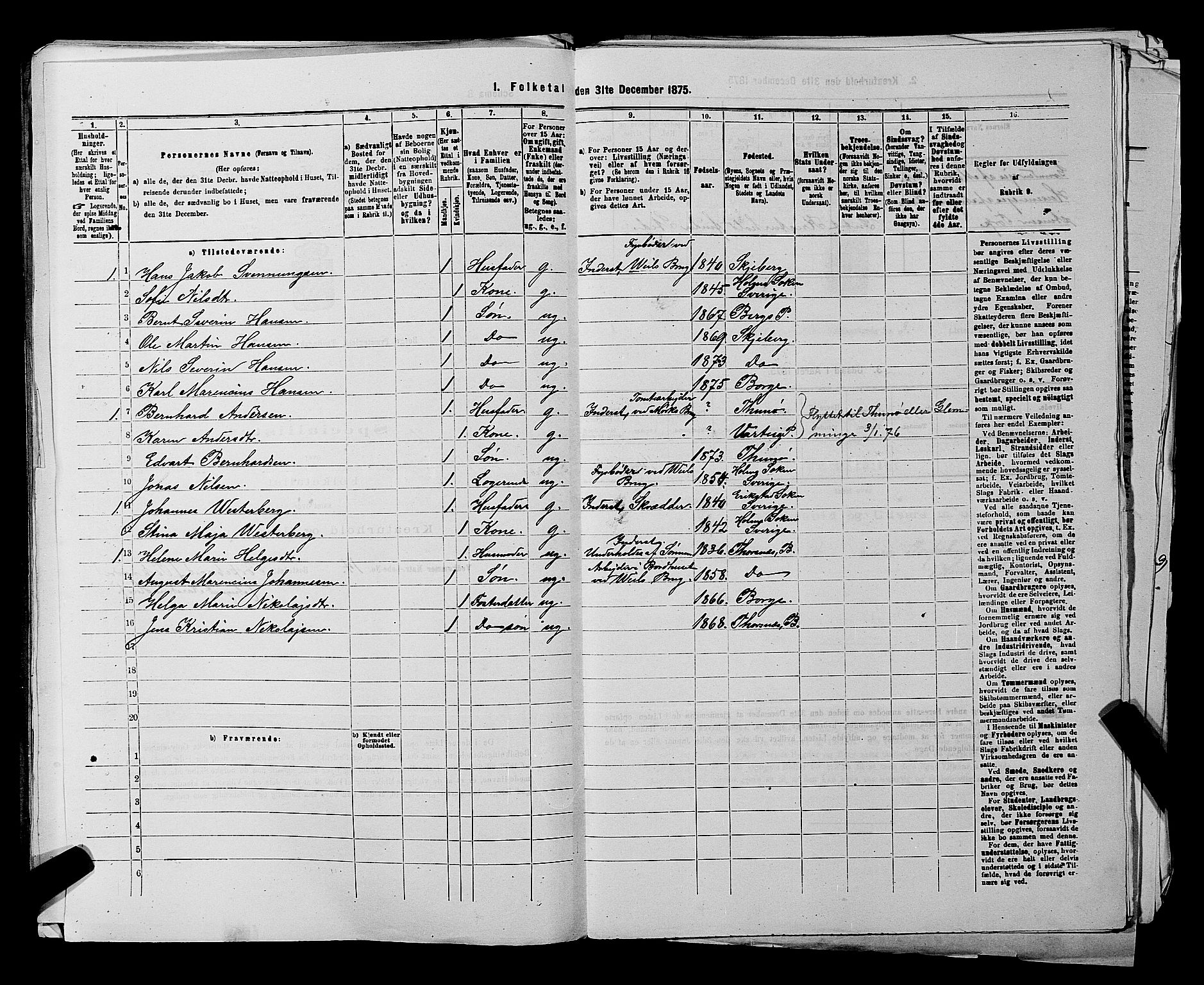 RA, 1875 census for 0113P Borge, 1875, p. 503