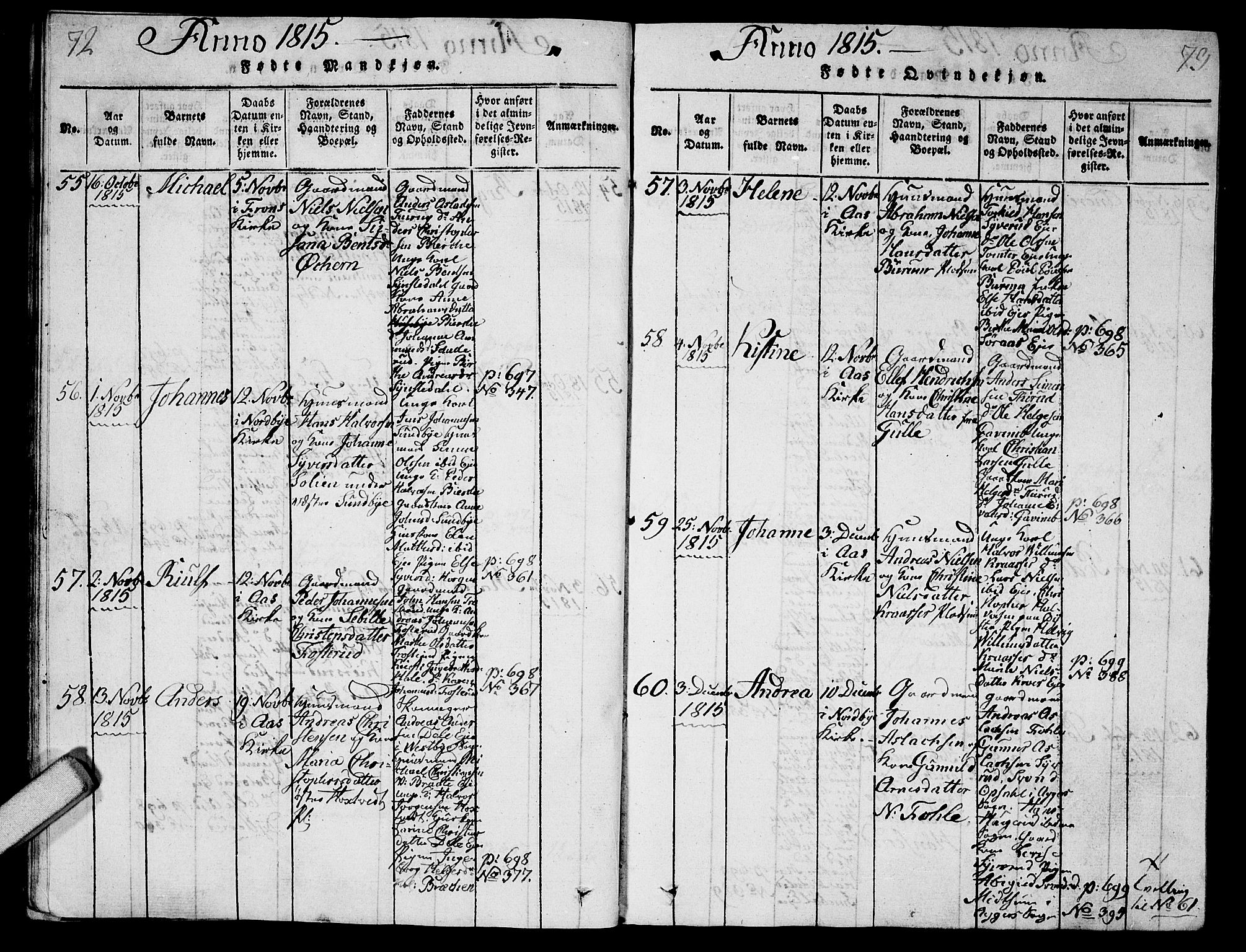 Ås prestekontor Kirkebøker, AV/SAO-A-10894/G/Ga/L0001: Parish register (copy) no. I 1, 1814-1820, p. 72-73