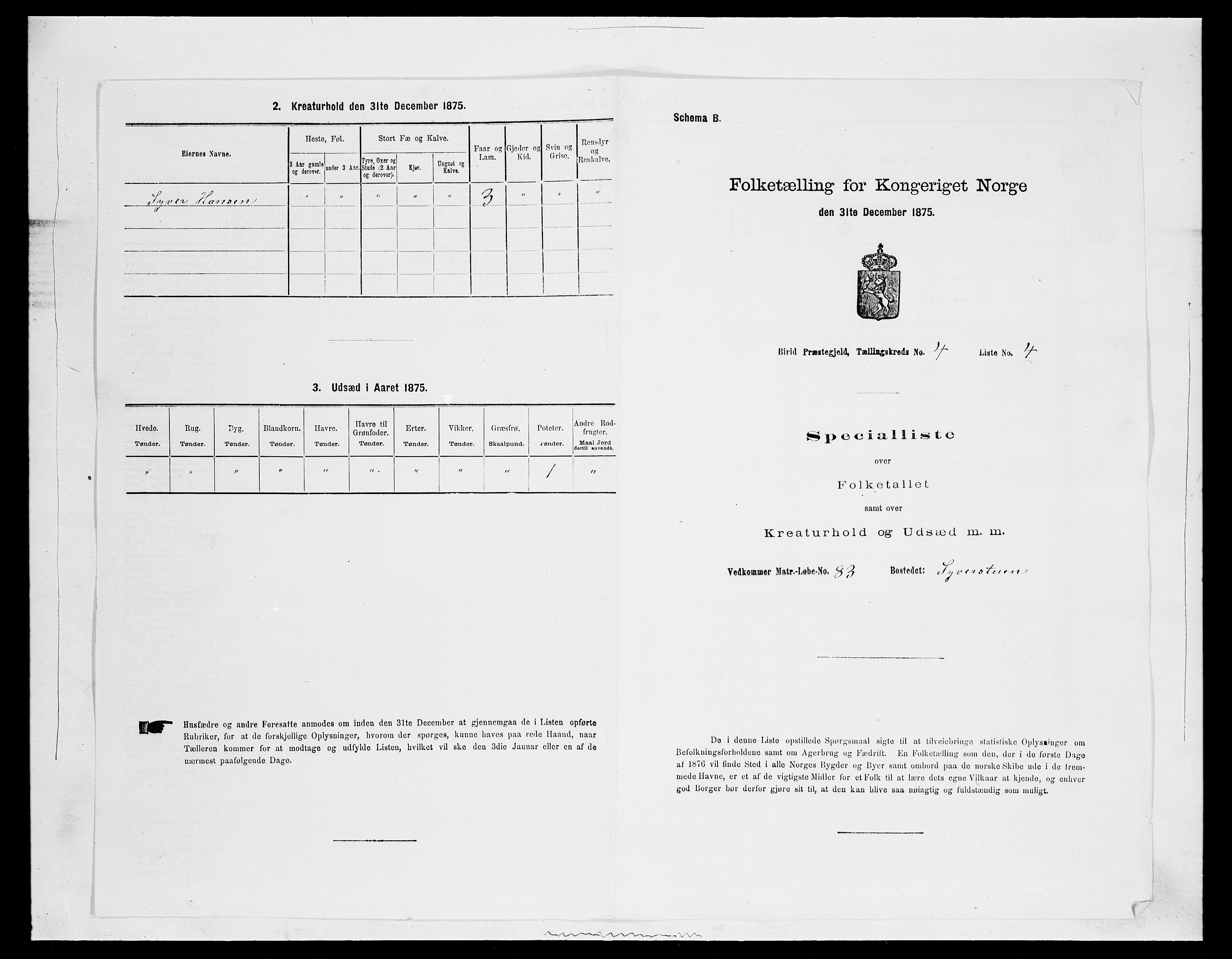 SAH, 1875 census for 0525P Biri, 1875, p. 728