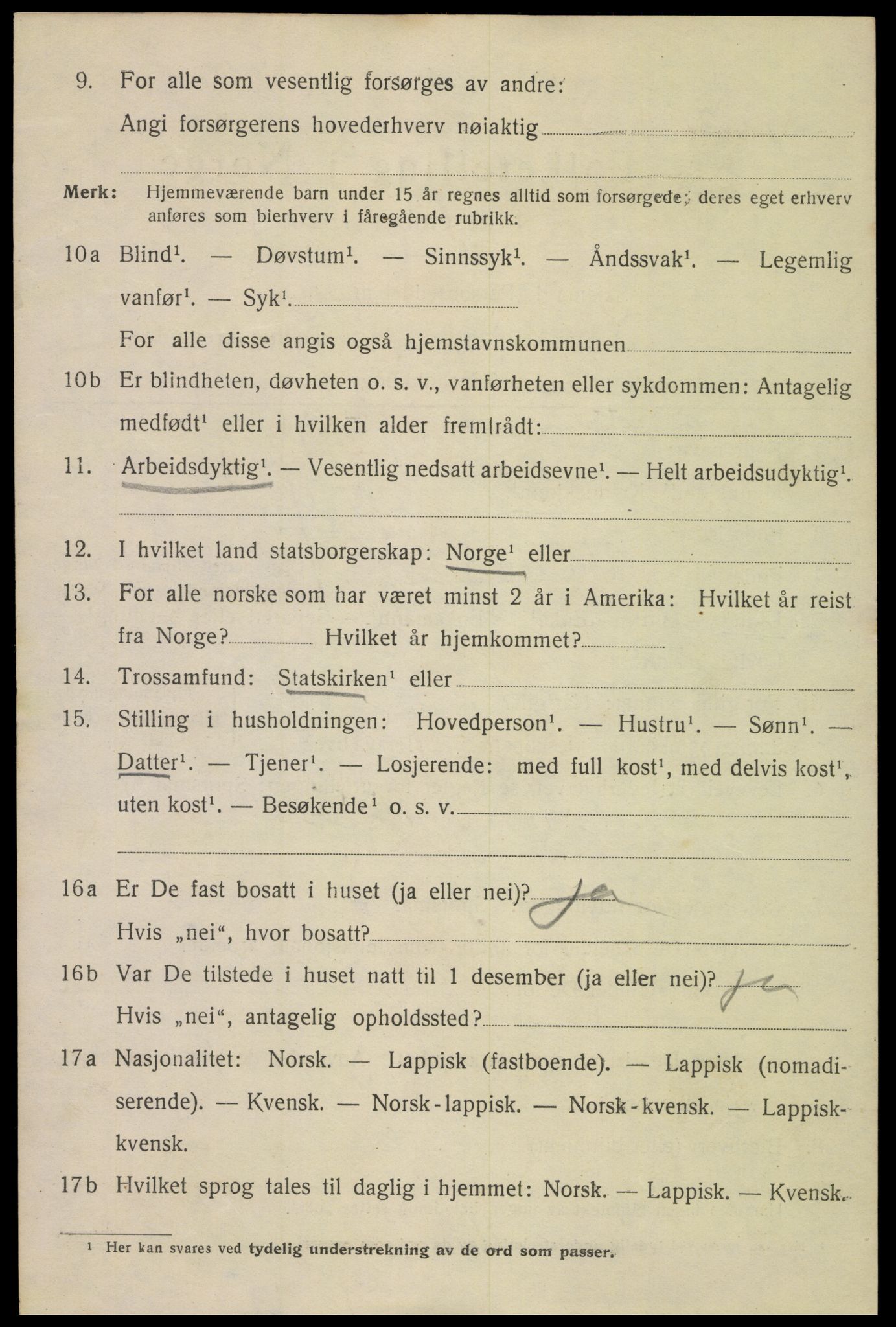 SAT, 1920 census for Narvik, 1920, p. 14255