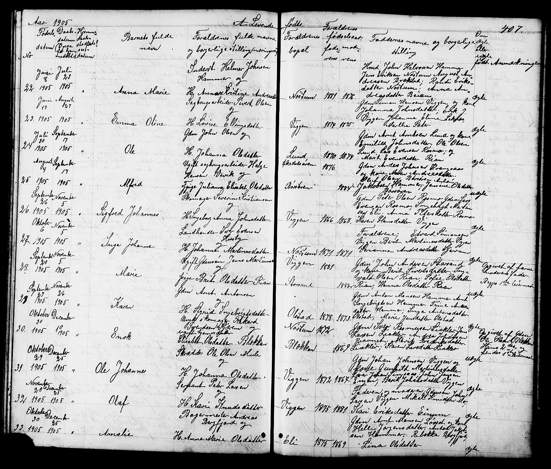 Ministerialprotokoller, klokkerbøker og fødselsregistre - Sør-Trøndelag, SAT/A-1456/665/L0777: Parish register (copy) no. 665C02, 1867-1915, p. 407