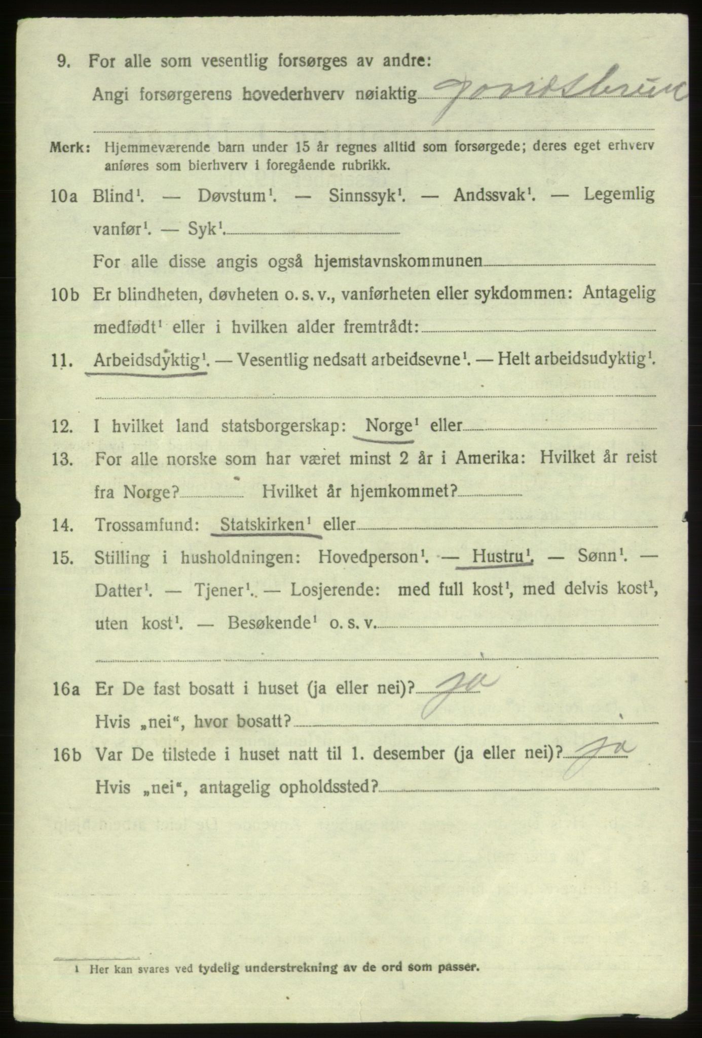 SAB, 1920 census for Etne, 1920, p. 1188