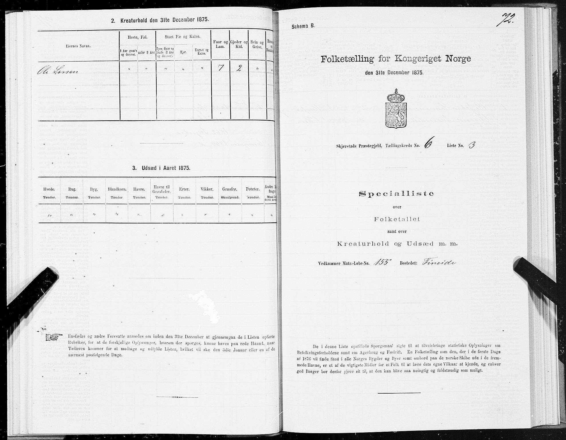 SAT, 1875 census for 1842P Skjerstad, 1875, p. 3072