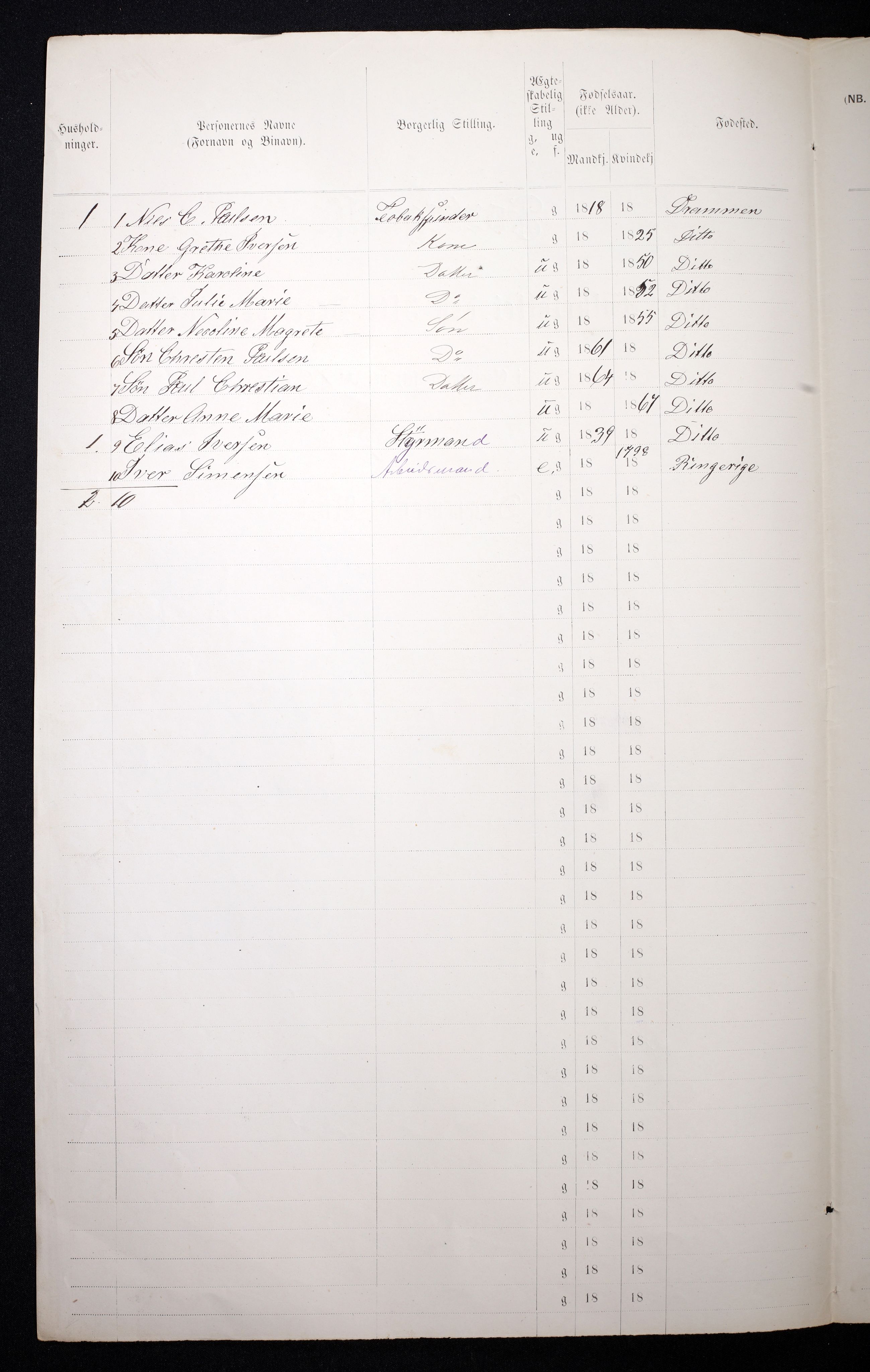 RA, 1870 census for 0602 Drammen, 1870, p. 1540