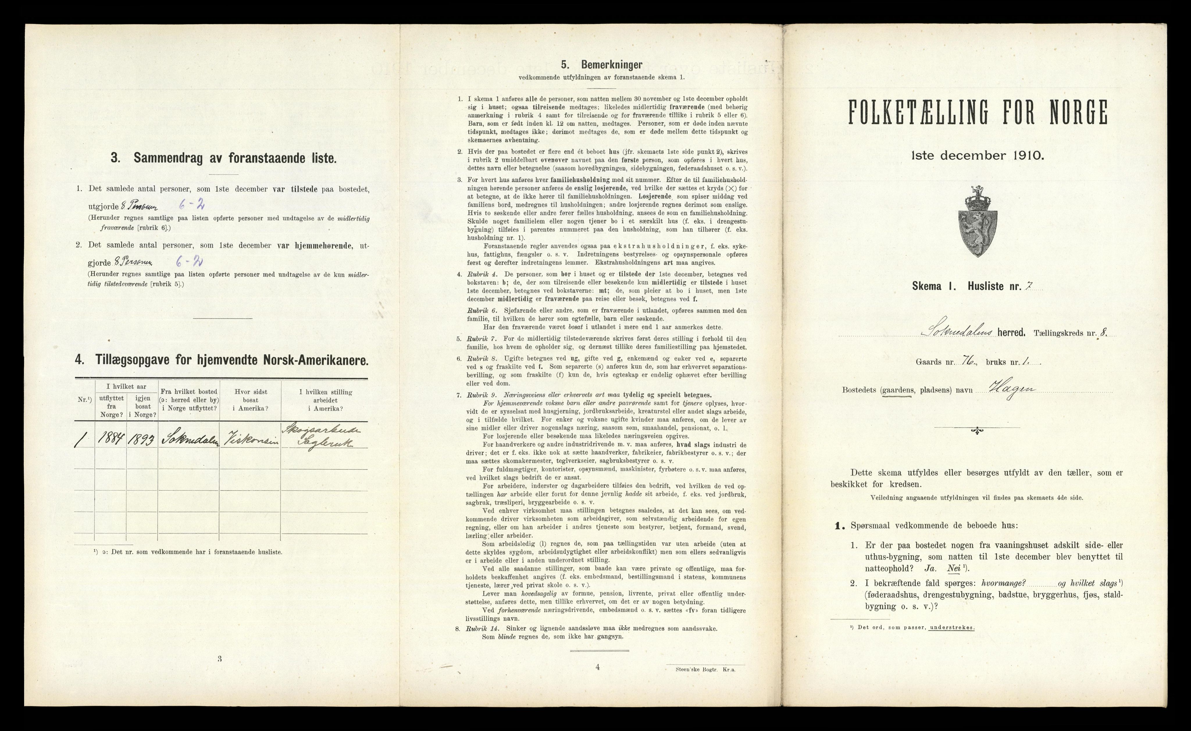 RA, 1910 census for Soknedal, 1910, p. 625