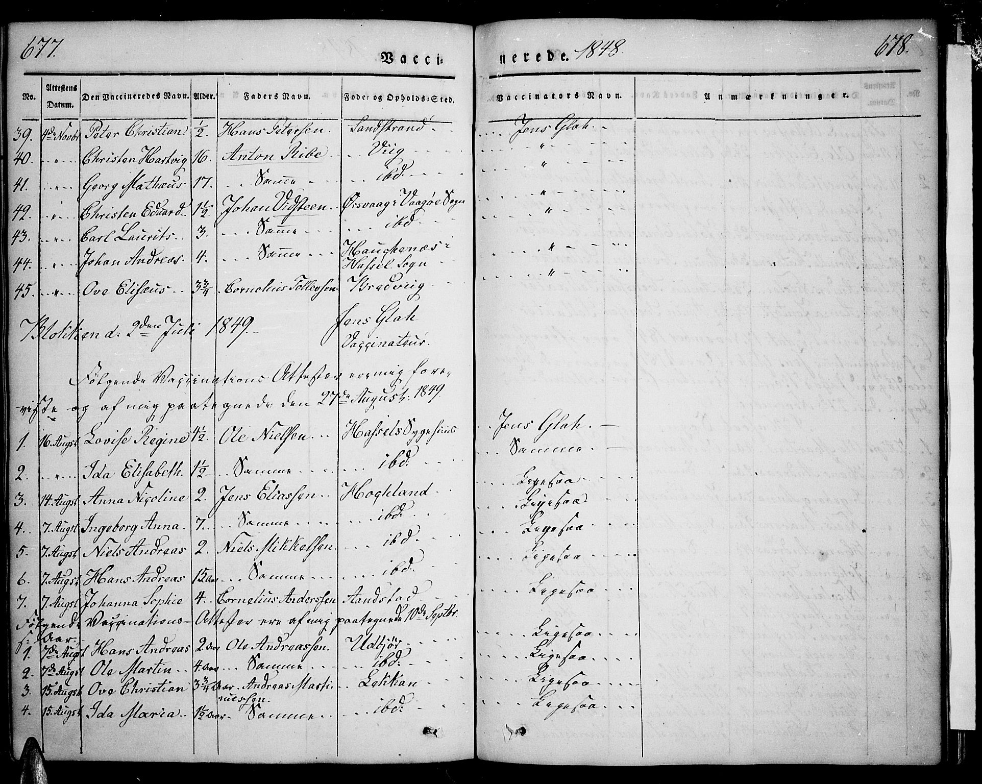 Ministerialprotokoller, klokkerbøker og fødselsregistre - Nordland, AV/SAT-A-1459/888/L1239: Parish register (official) no. 888A06 /1, 1837-1849, p. 677-678