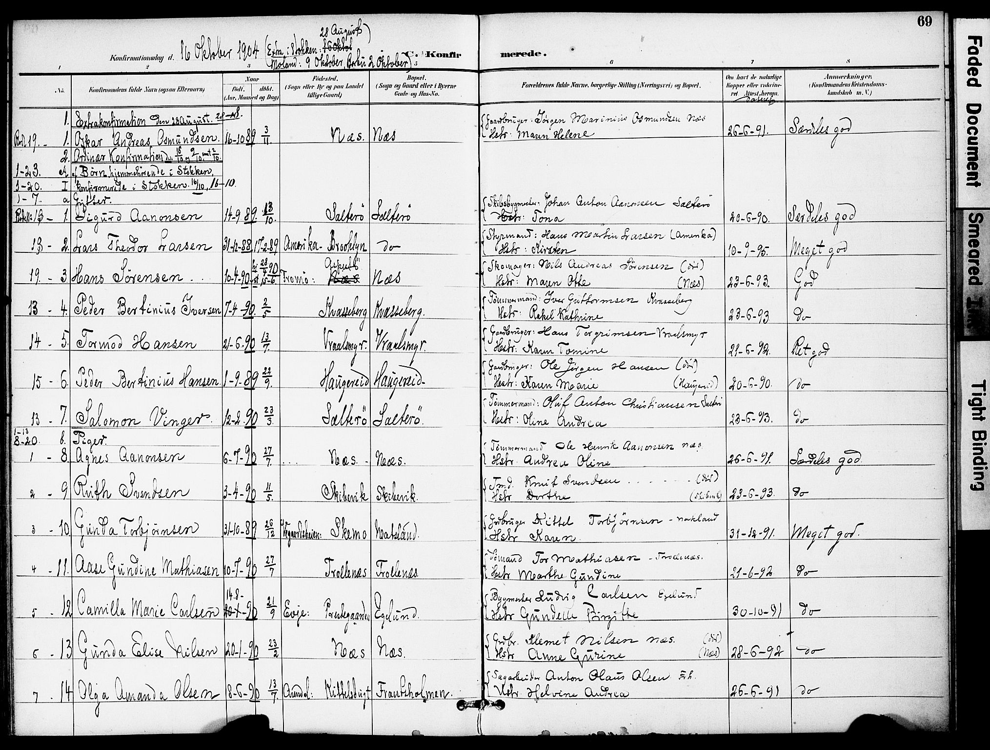 Austre Moland sokneprestkontor, AV/SAK-1111-0001/F/Fa/Fab/L0002: Parish register (official) no. A 2, 1894-1919, p. 69