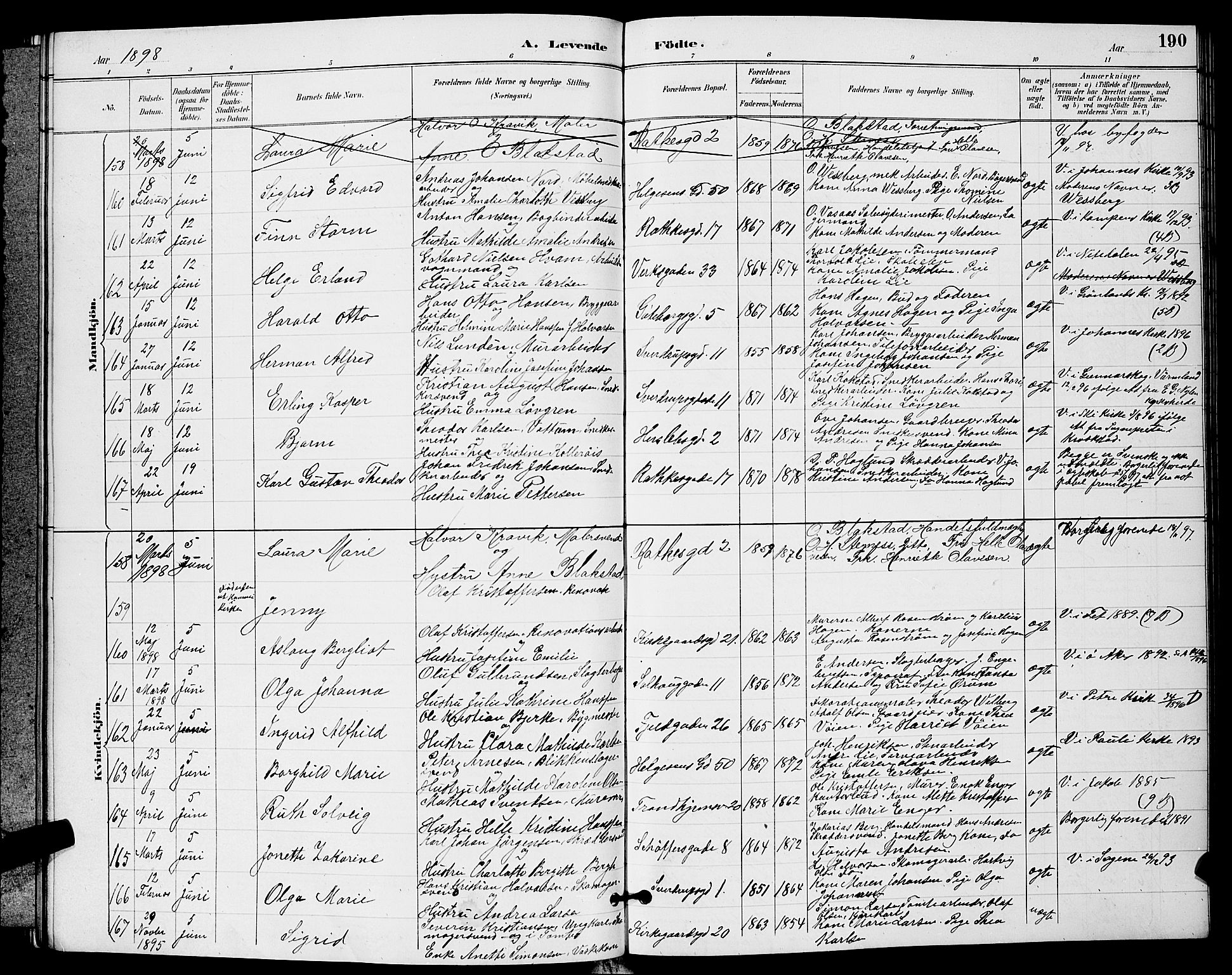 Petrus prestekontor Kirkebøker, AV/SAO-A-10872/G/Ga/L0002: Parish register (copy) no. 2, 1888-1899, p. 190