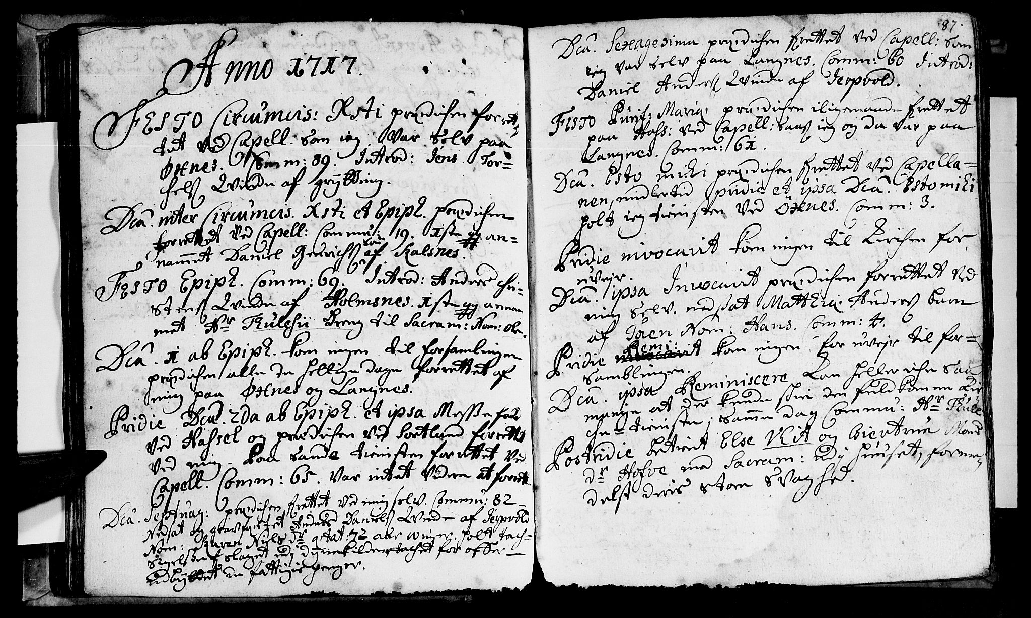 Ministerialprotokoller, klokkerbøker og fødselsregistre - Nordland, SAT/A-1459/888/L1231: Parish register (official) no. 888A01 /1, 1693-1738, p. 87