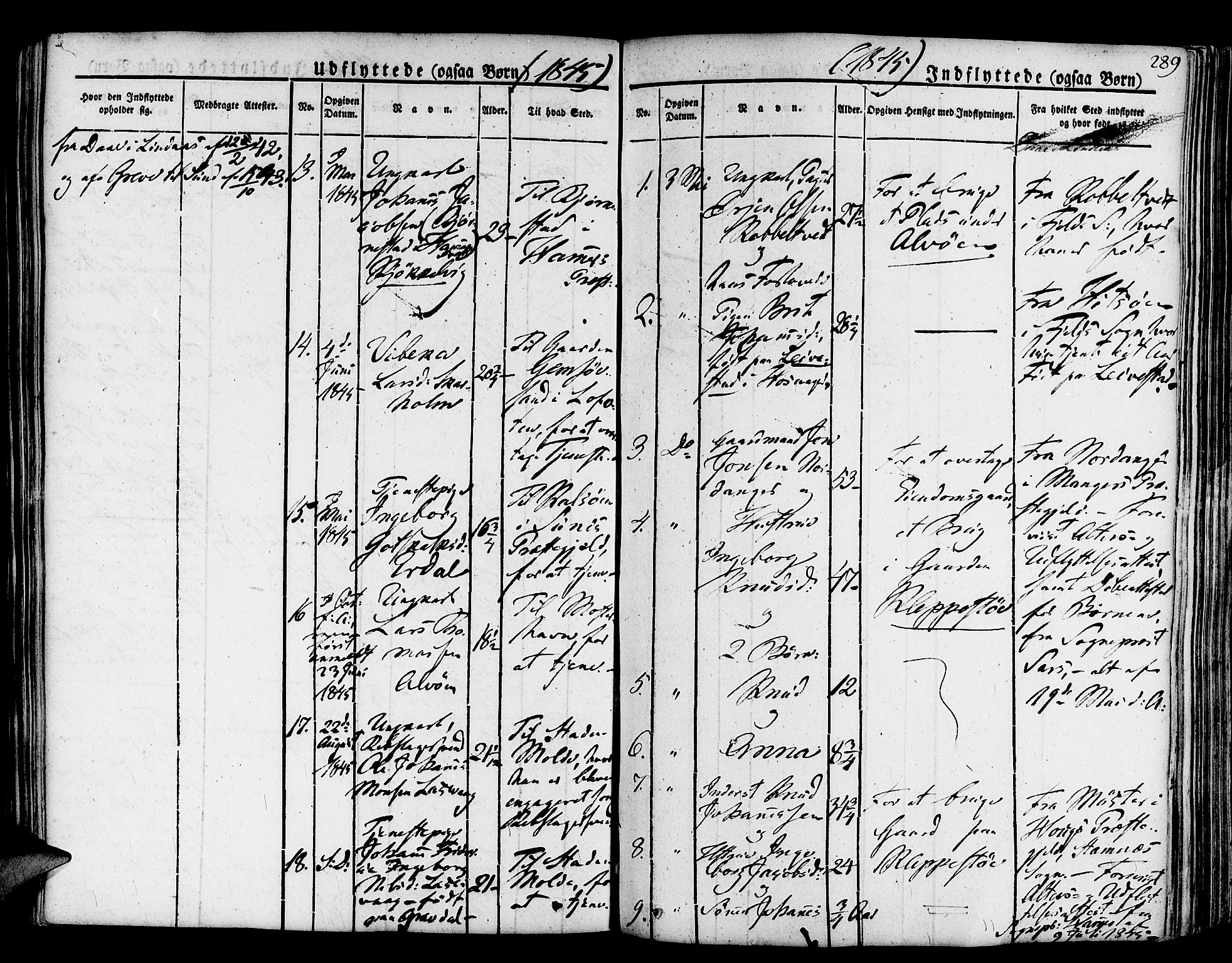 Askøy Sokneprestembete, SAB/A-74101/H/Ha/Haa/Haaa/L0004: Parish register (official) no. A 4, 1825-1845, p. 289