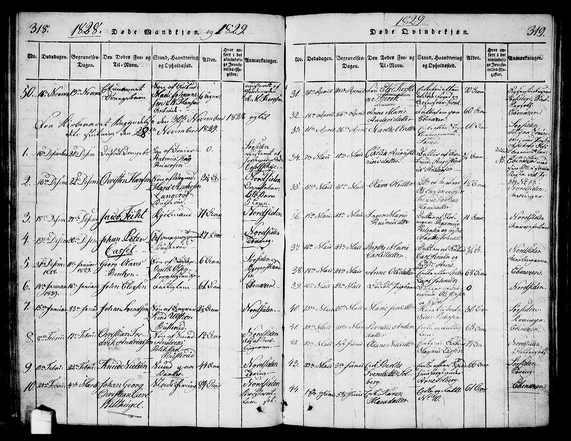 Halden prestekontor Kirkebøker, SAO/A-10909/G/Ga/L0001: Parish register (copy) no. 1, 1815-1833, p. 318-319