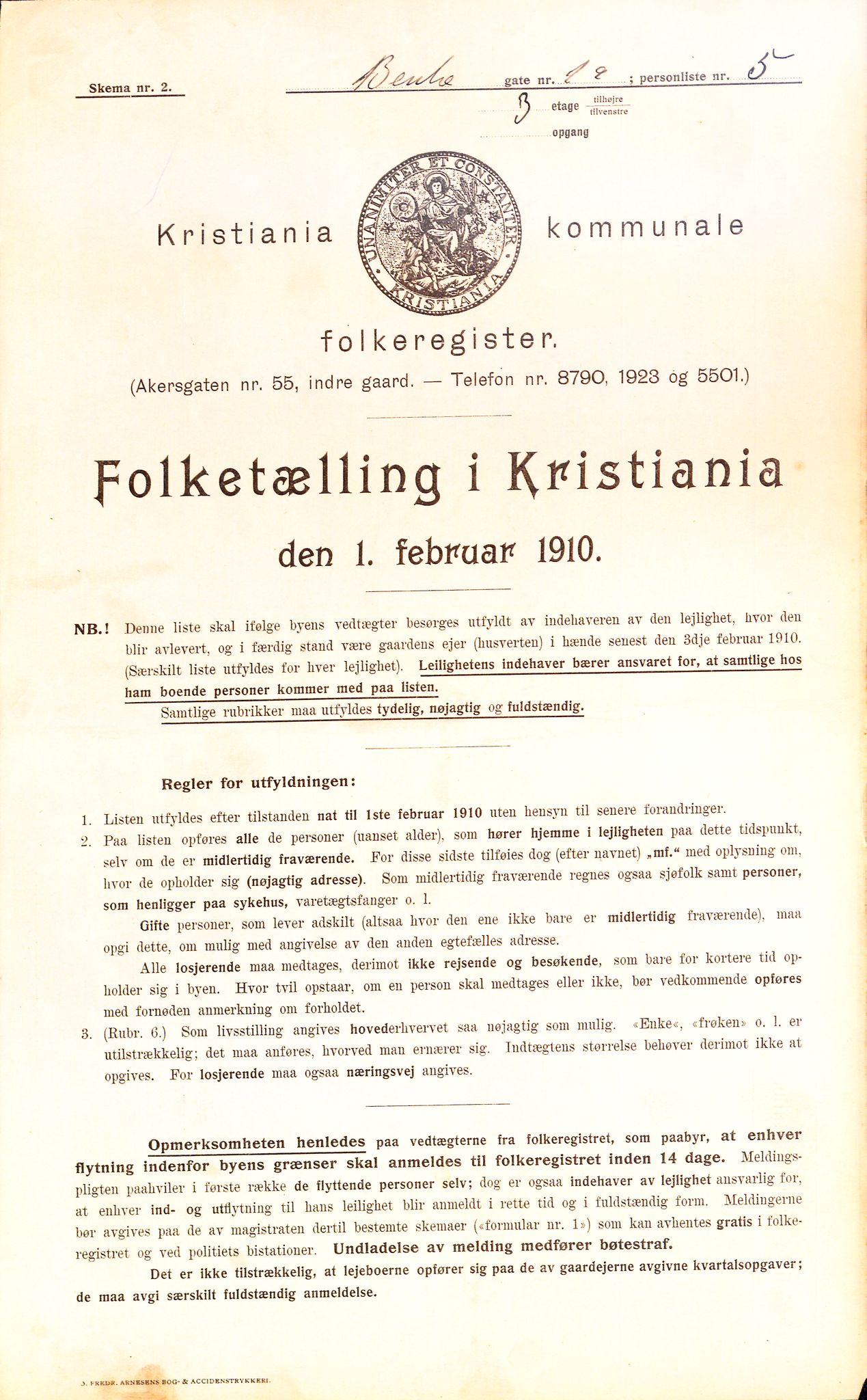 OBA, Municipal Census 1910 for Kristiania, 1910, p. 3362