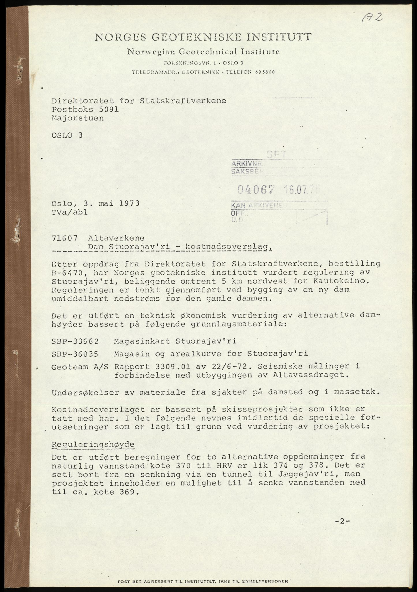 Statens forurensningstilsyn, hovedkontoret, AV/RA-S-4136/1/D/Da/L0558: Konsesjonssaker, 1975, p. 2