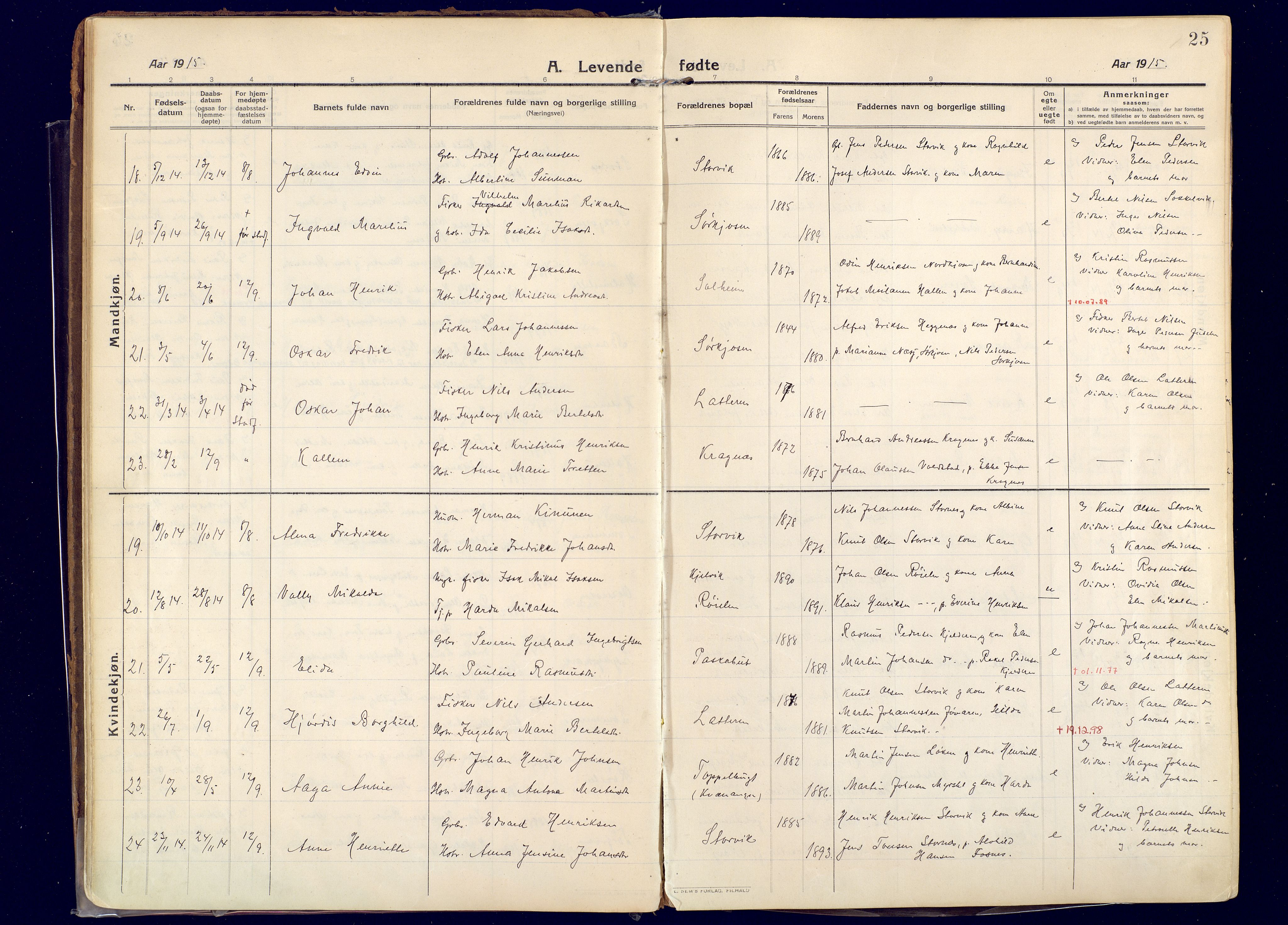 Skjervøy sokneprestkontor, AV/SATØ-S-1300/H/Ha/Haa: Parish register (official) no. 20, 1911-1931, p. 25