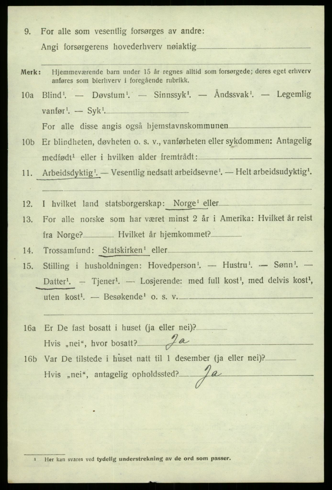 SAB, 1920 census for Kvam, 1920, p. 8166