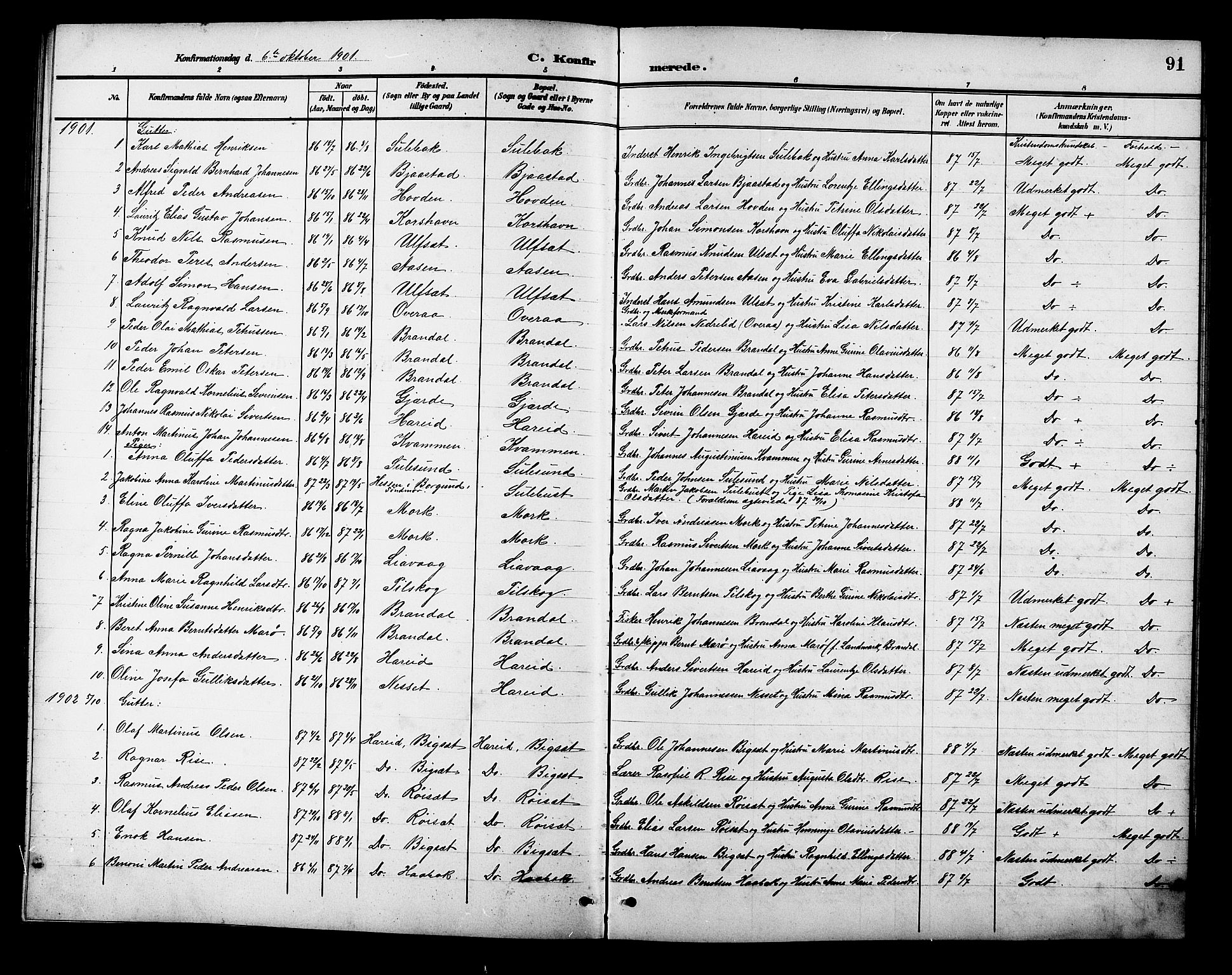 Ministerialprotokoller, klokkerbøker og fødselsregistre - Møre og Romsdal, SAT/A-1454/510/L0126: Parish register (copy) no. 510C03, 1900-1922, p. 91