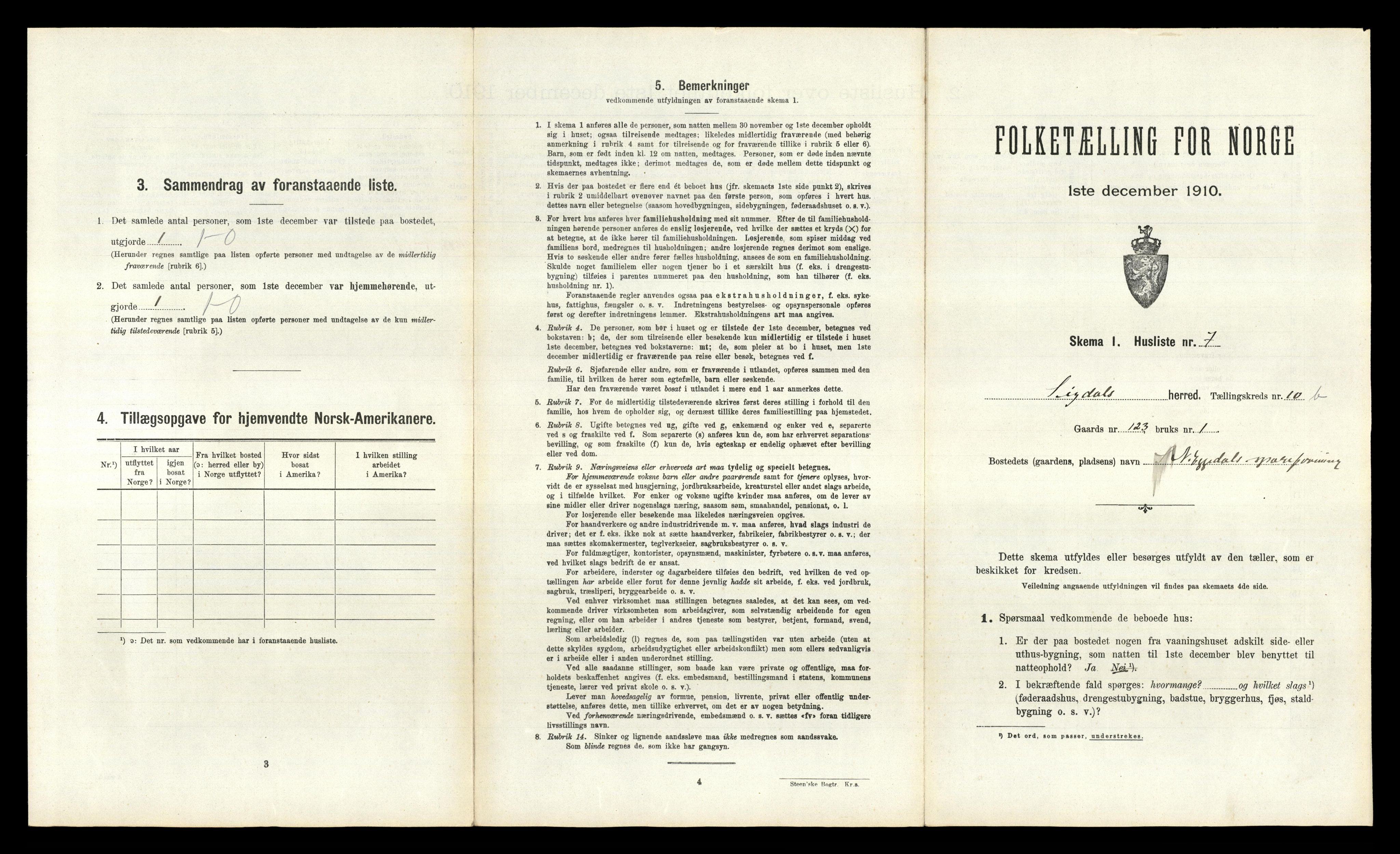 RA, 1910 census for Sigdal, 1910, p. 1086