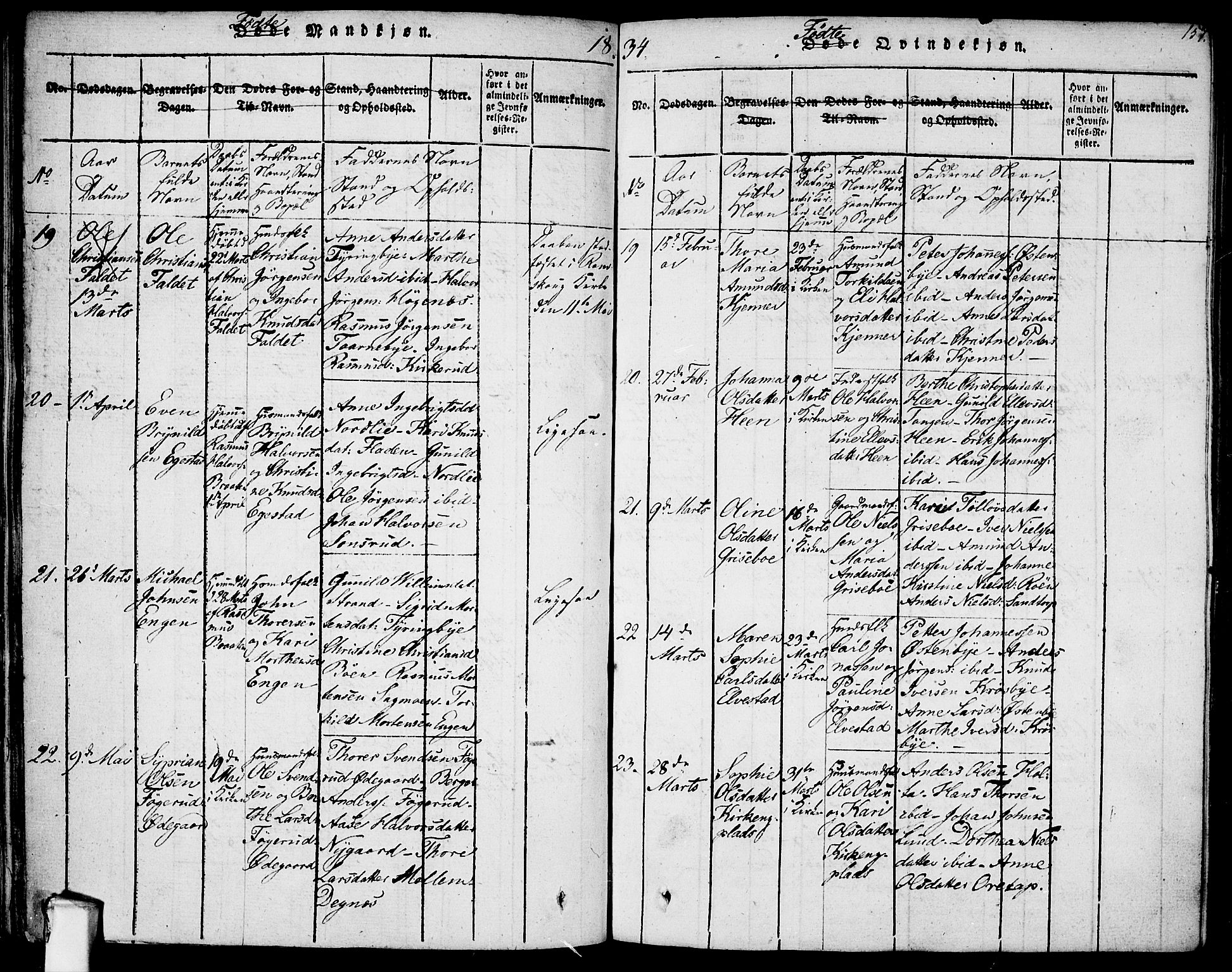 Rødenes prestekontor Kirkebøker, AV/SAO-A-2005/F/Fa/L0004: Parish register (official) no. I 4, 1814-1838, p. 157