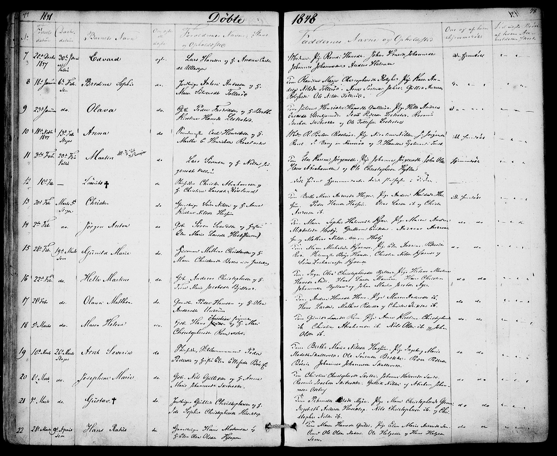 Sem kirkebøker, AV/SAKO-A-5/F/Fa/L0006: Parish register (official) no. I 6, 1843-1855, p. 77-78