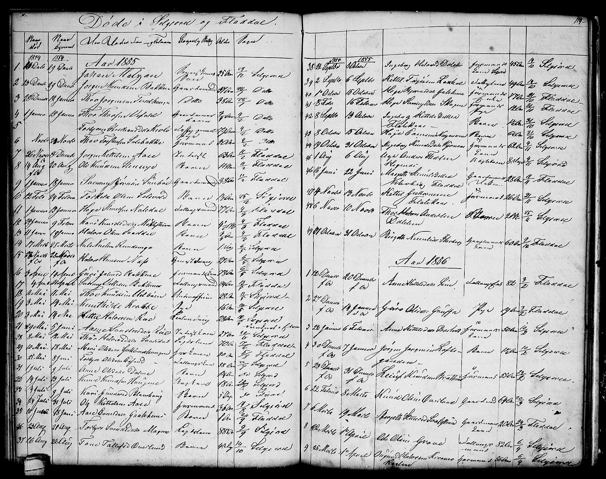 Seljord kirkebøker, SAKO/A-20/G/Ga/L0002: Parish register (copy) no. I 2, 1838-1866, p. 114