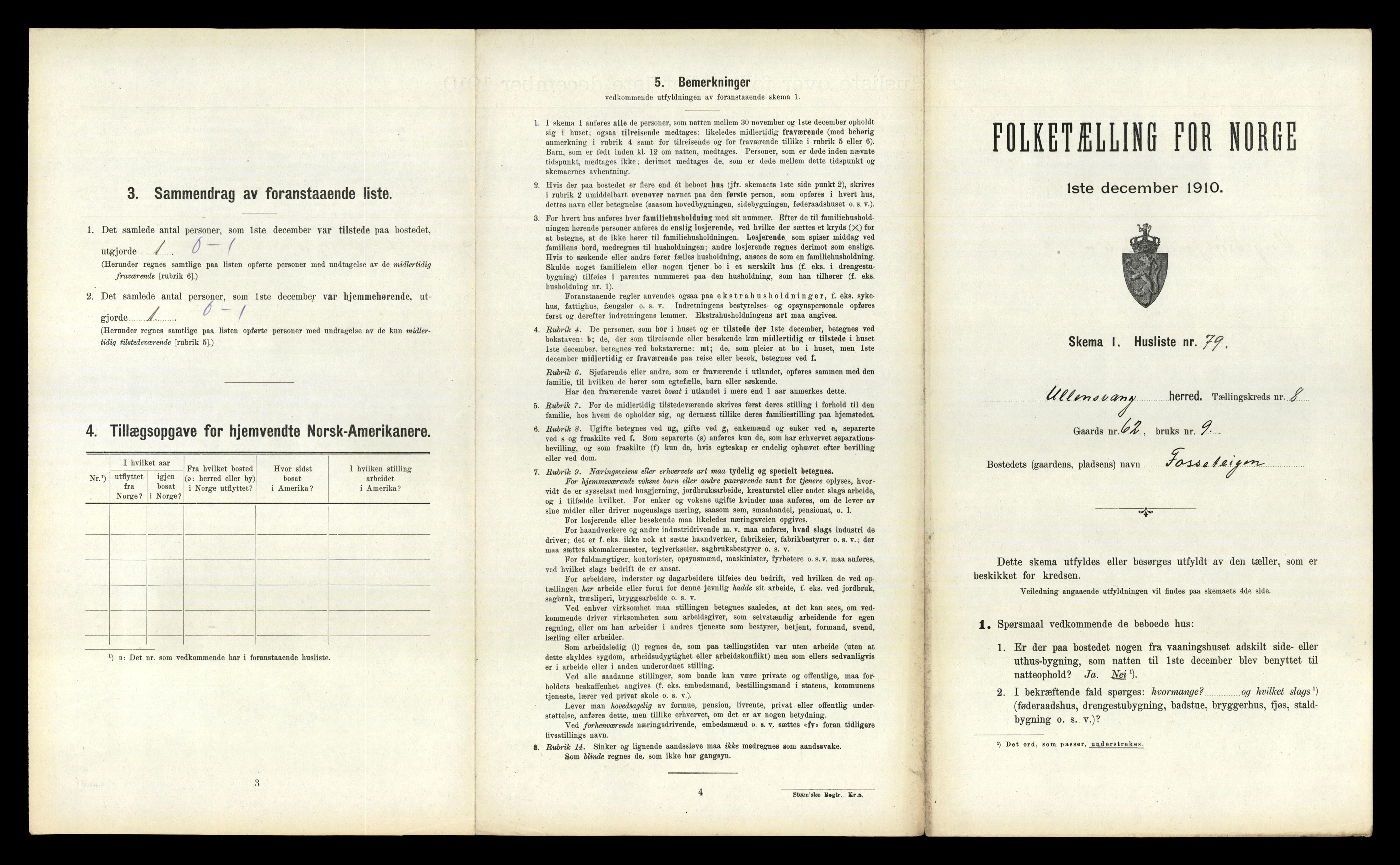 RA, 1910 census for Ullensvang, 1910, p. 1119