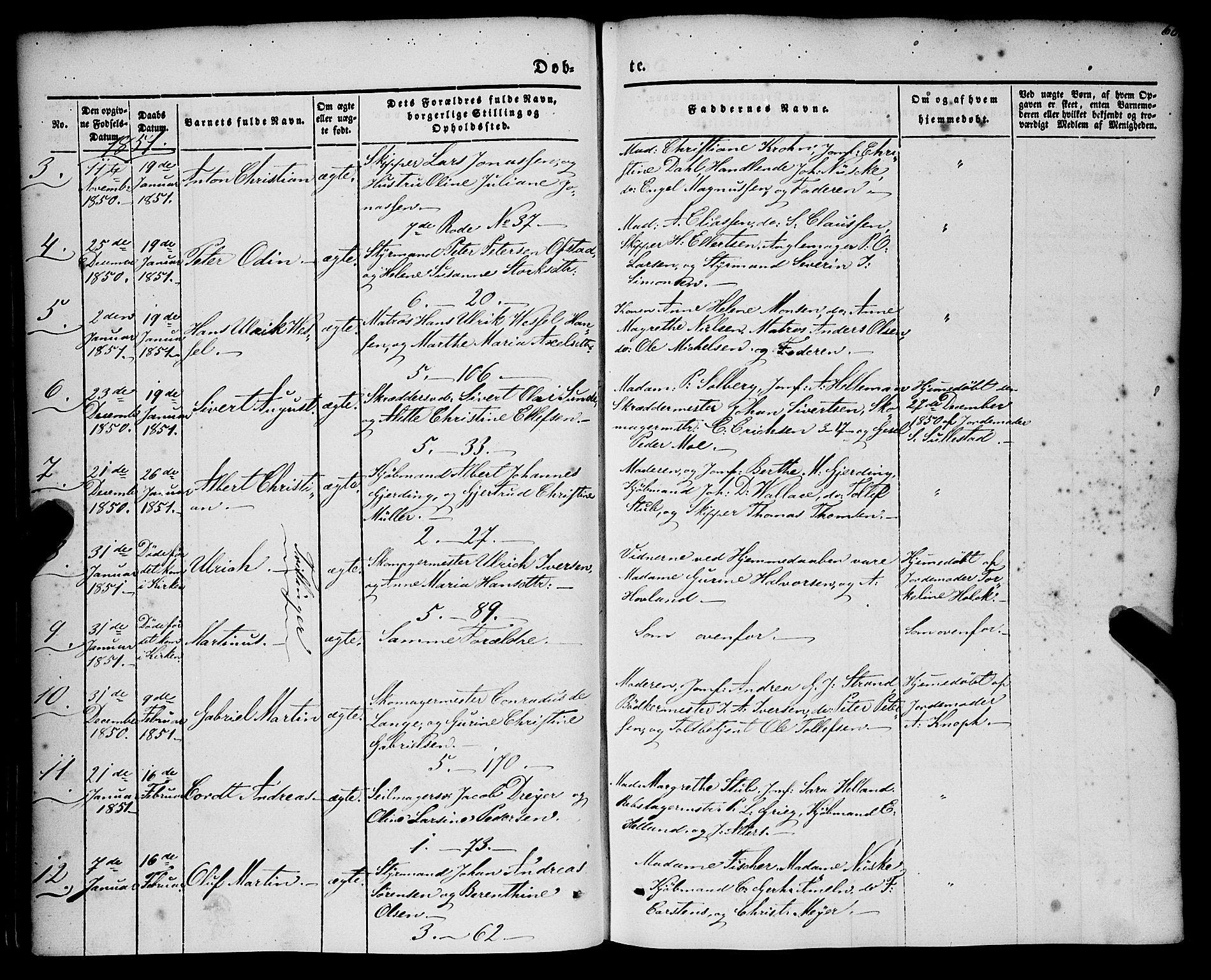 Nykirken Sokneprestembete, AV/SAB-A-77101/H/Haa/L0014: Parish register (official) no. B 1, 1844-1858, p. 60